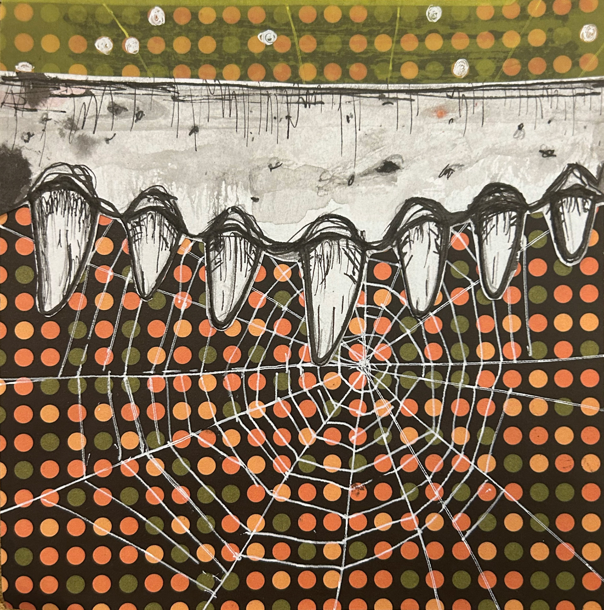 Untitled 5x5 I, 2024, ink and collage on paper