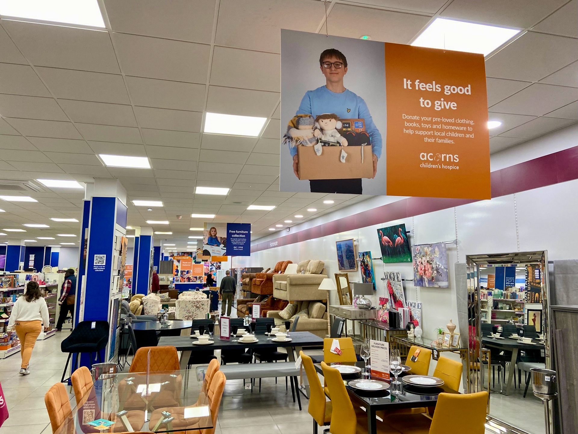 Internal graphics including marketing materials and retail POS