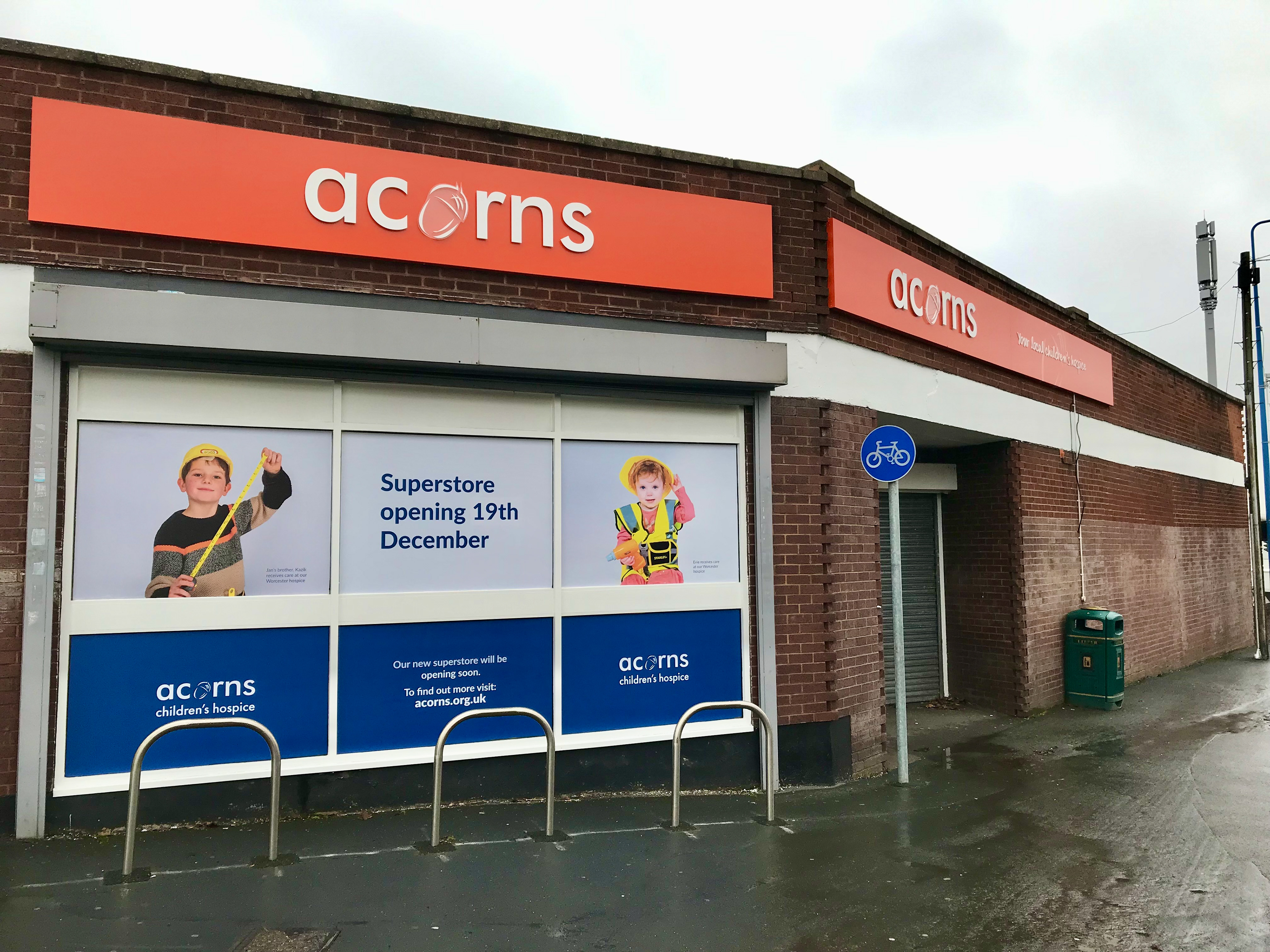 Window decals to promote a new superstore opening