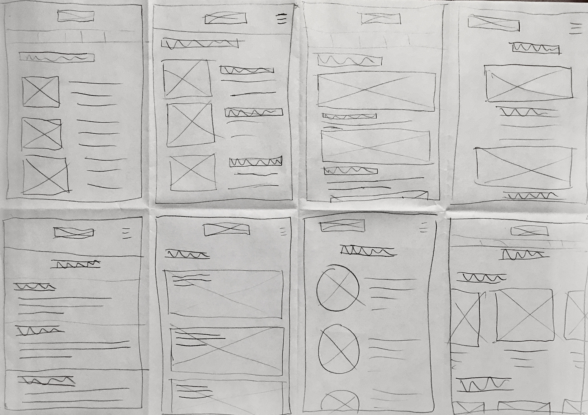 Hand-rendered early design concepts for mobile devices