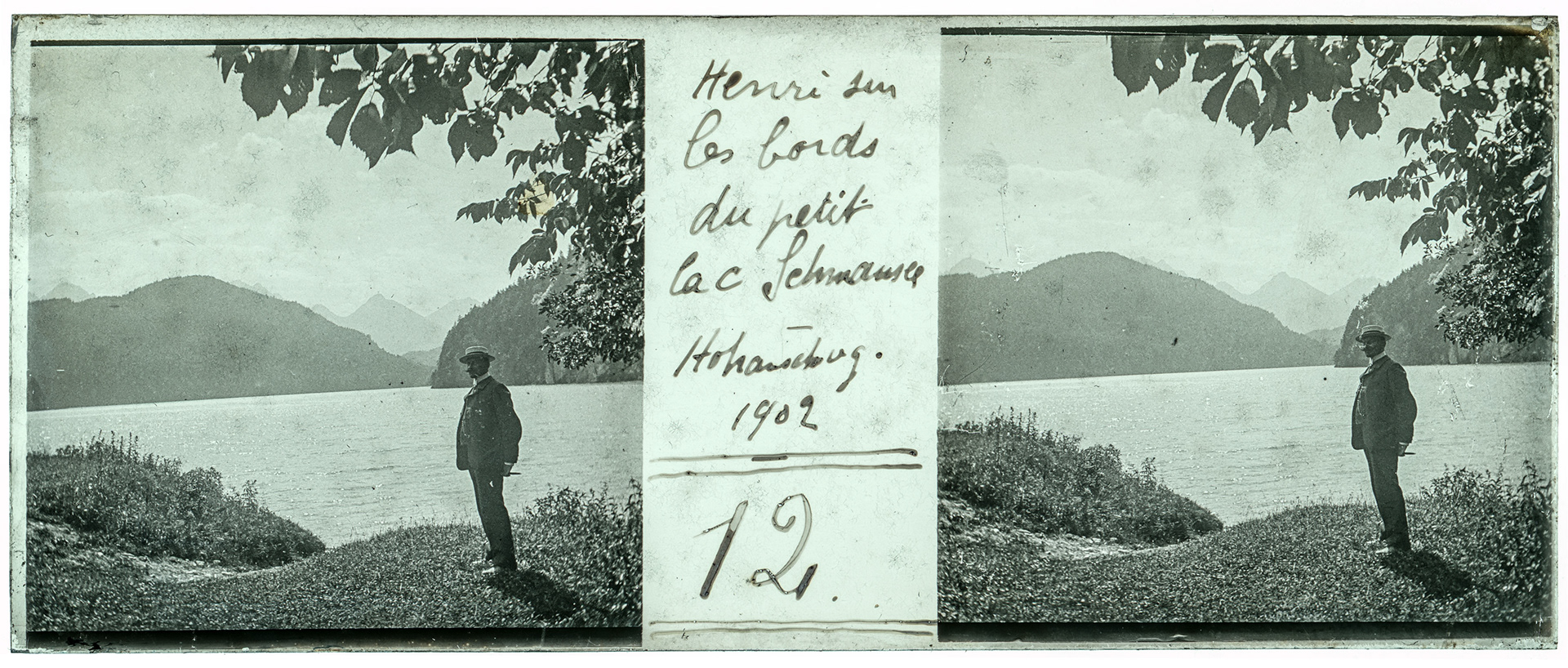 0784_ Allemagne-Schwansee - 1902 - "Henri sur les bords du petit lac Schwansee - Hohenschwang. 1902"