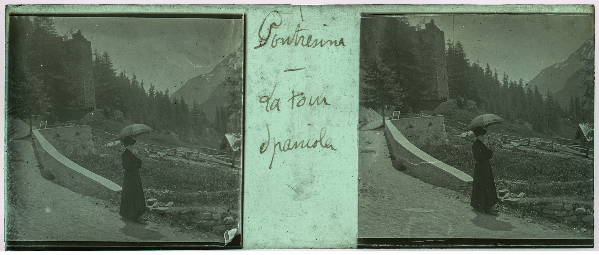 0728_ Suisse-Pontresina Burgturm Spaniola - "Pontresina - La tour Spaniola"