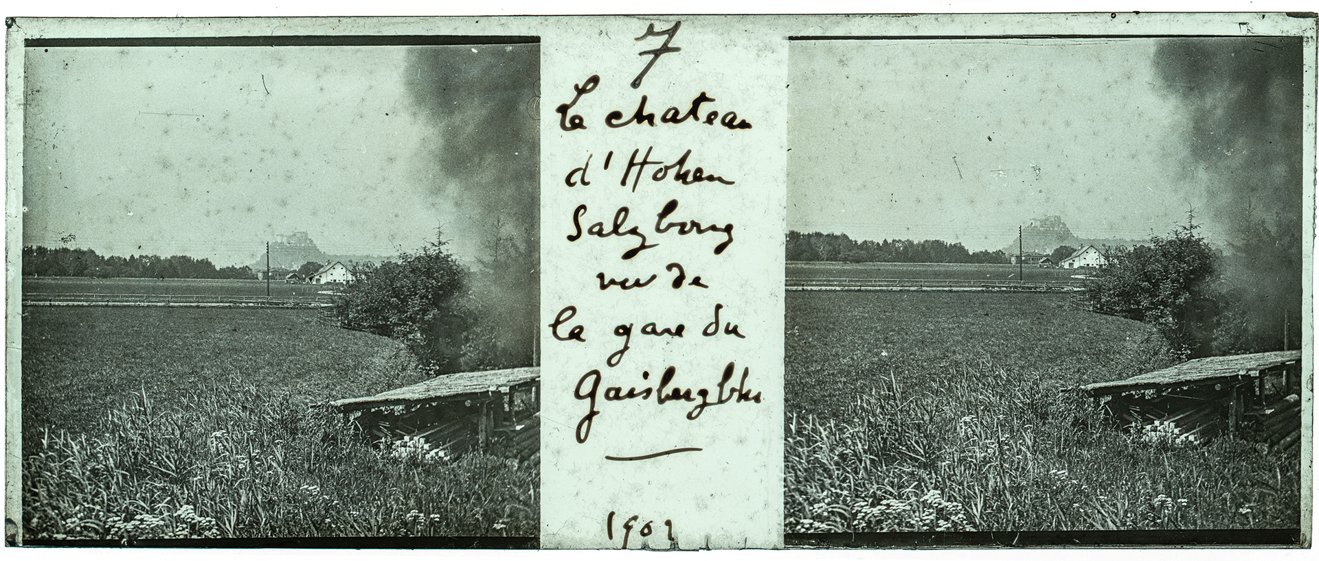 0326_ Autriche-Salzbourg - 1902 - "7 - Le chateau d'Hohen Salzbourg vu de la gare du Gaisberg bhu - 1902"