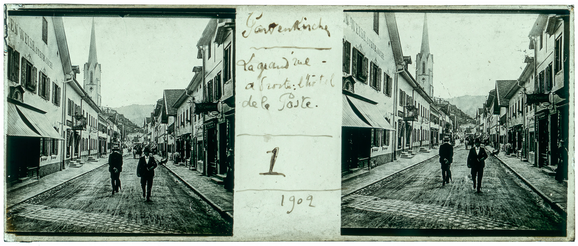 0567_ Allemagne-Partenkirchen hotel de la poste - 1902 - "Partenkirchen - La grand rue - a droite : l'hotel de la poste 1902"