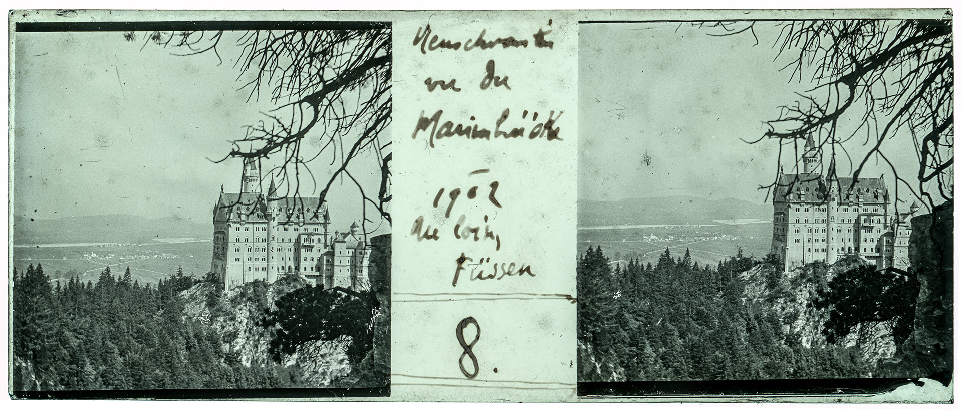 1003_ Allemagne-Chateau de Neuschwanstein - 1902 - "Neuschwanstein vu du Marienbrücke - 1902 au loin Füssen 8."