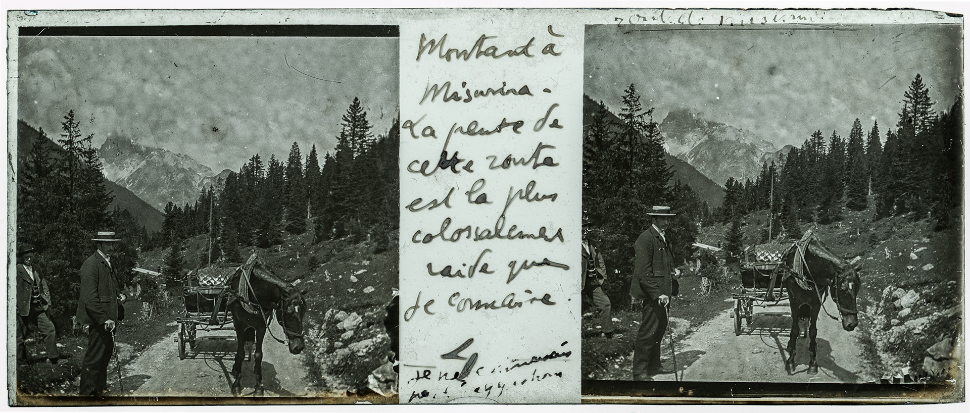 0150_ Italie-Misurina - 1902 - "Montant à Misurina. La pente de cette route est la plus colossalement raide que je connaisse."
