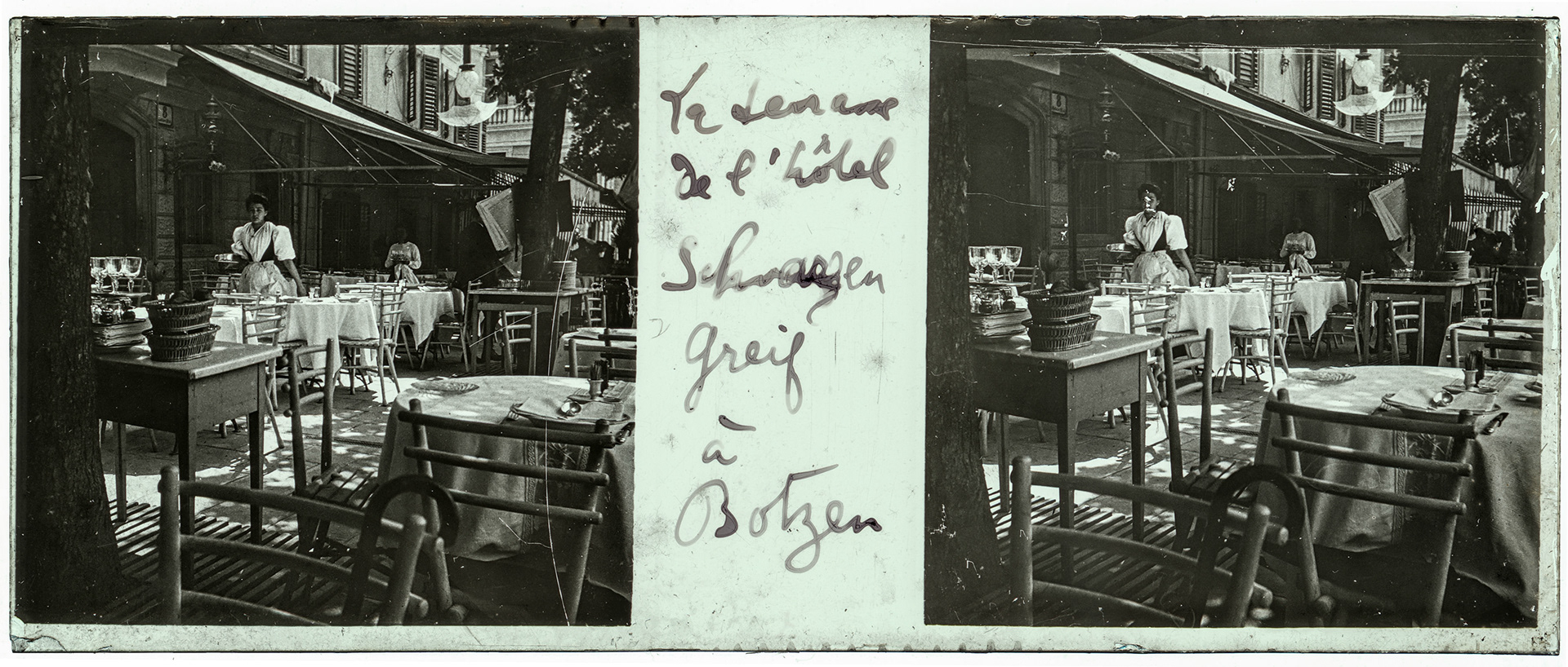 2145_ Italie-Bolzano - 1902 - "La terrasse de l'hôtel Schwarzen greif à Botzen"