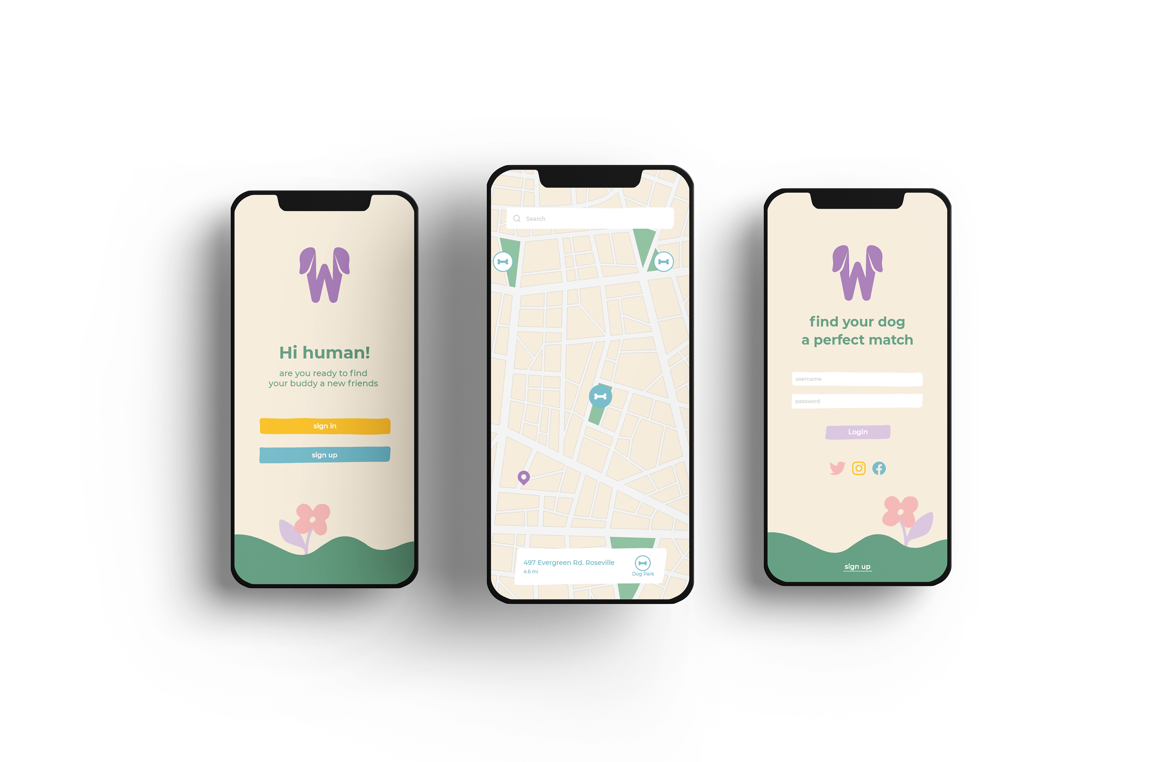 Sign in and Map Screens