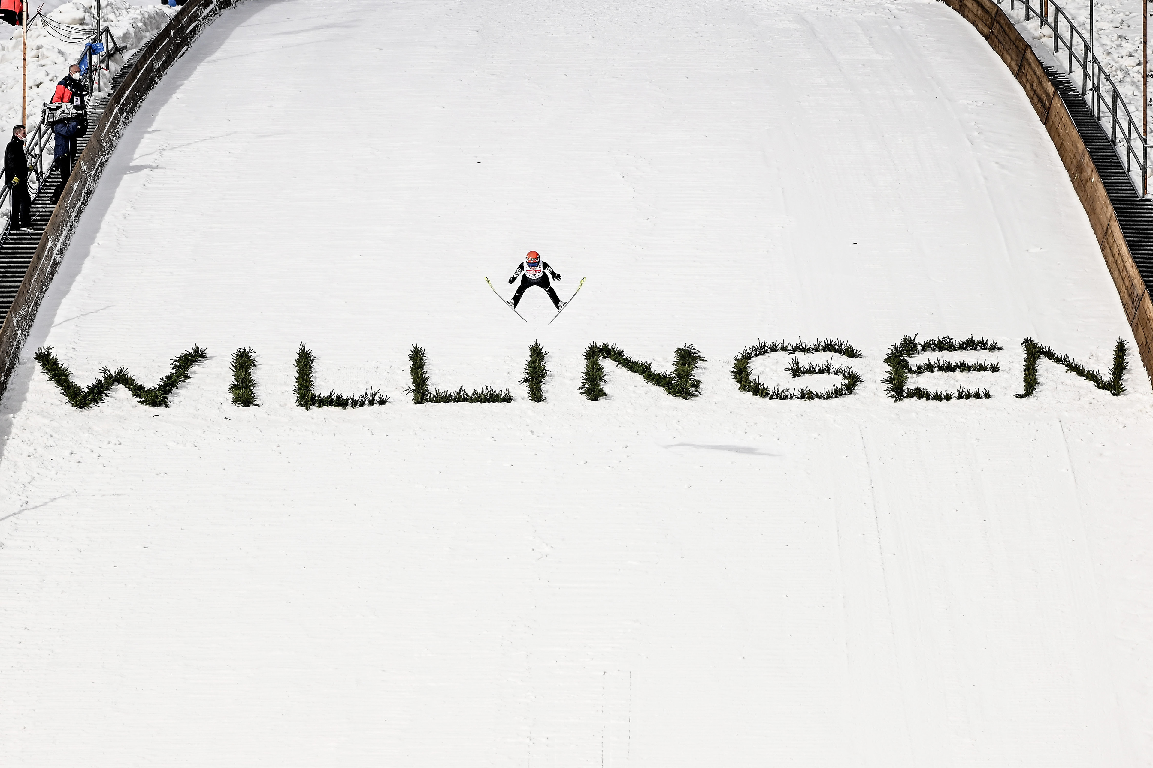 Yuki Ito of Japan in action during the women's large hill individual training round of the FIS Ski Jumping World Cup in Willingen, Germany, 28 January 2022. (Photo by Sascha Steinbach/epa)