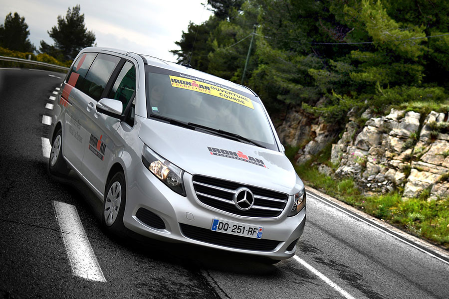 The Mercedes-Benz V-Class on display during the 2016 Ironman in Nice, France, 05 June 2016. (Photo by Sascha Steinbach For Mercedes-Benz Vans France)