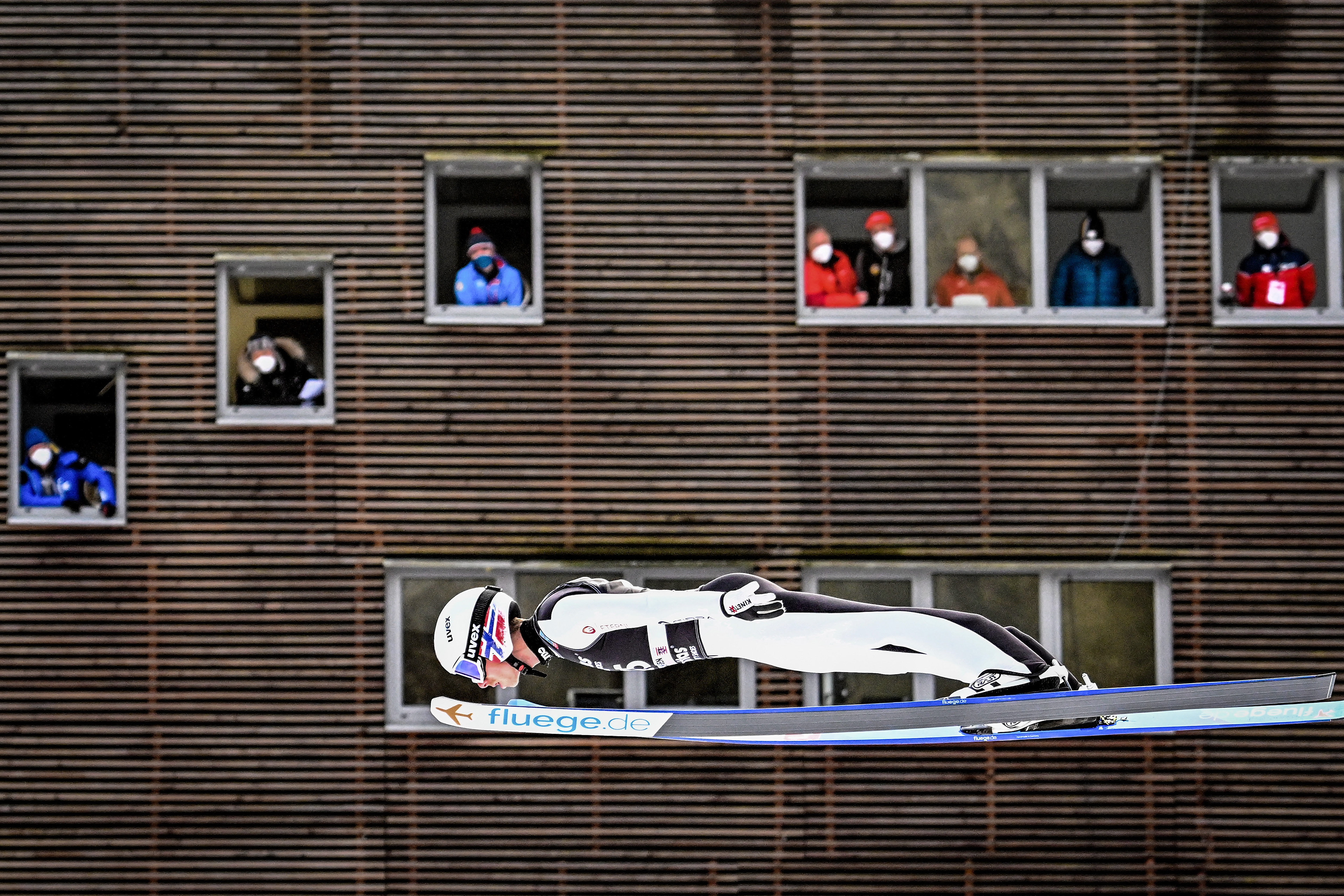 Halvor Egner Granerud of Norway in action during the men's large hill individual training round of the FIS Ski Jumping World Cup in Willingen, Germany, 28 January 2022. (Photo by Sascha Steinbach/epa)