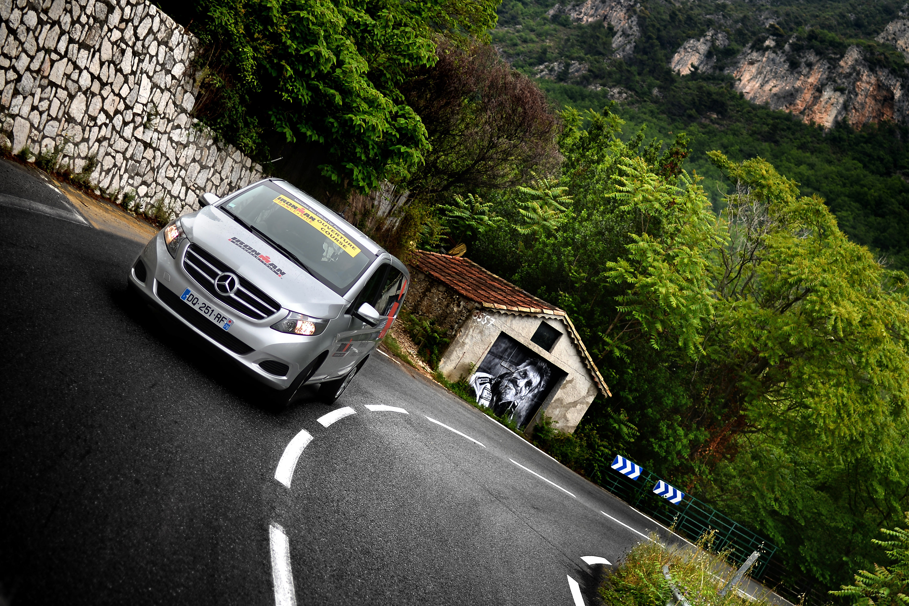 The Mercedes-Benz V-Class on display during the 2016 Ironman in Nice, France, 05 June 2016. (Photo by Sascha Steinbach For Mercedes-Benz Vans France)