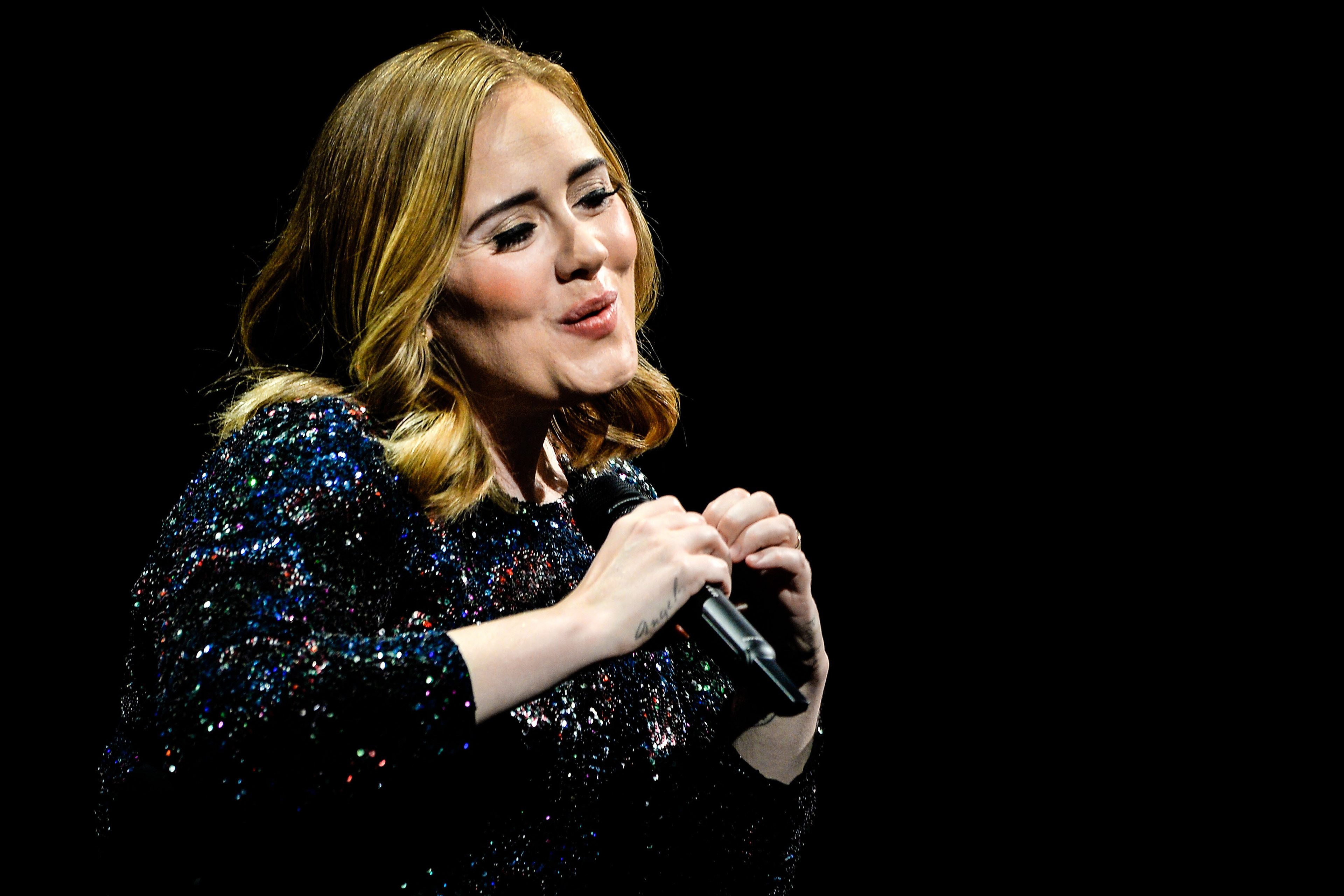 British singer Adele performs at SportPaleis in Antwerpen, Belgium, 12 June 2016. (Photo by Sascha Steinbach/Getty Images For Adele)