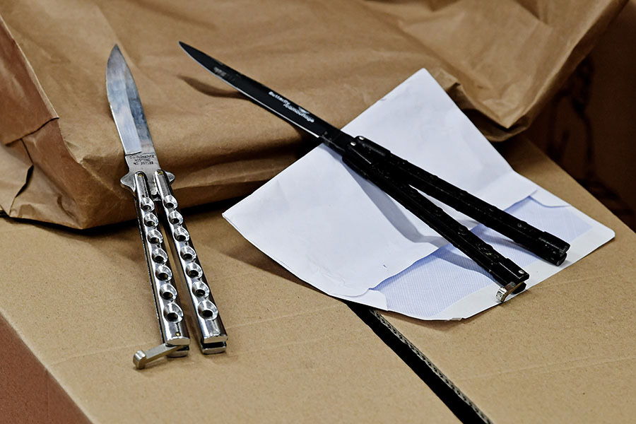 Confiscated weapons, drugs, cash money about 330,000 € and other items are on display at the main customs office in Krefeld, Germany, 30 January 2018. Thousands of special police and customs units were engaged in nationwide raids targeting organised illicit labour. (Photo by Sascha Steinbach/epa)