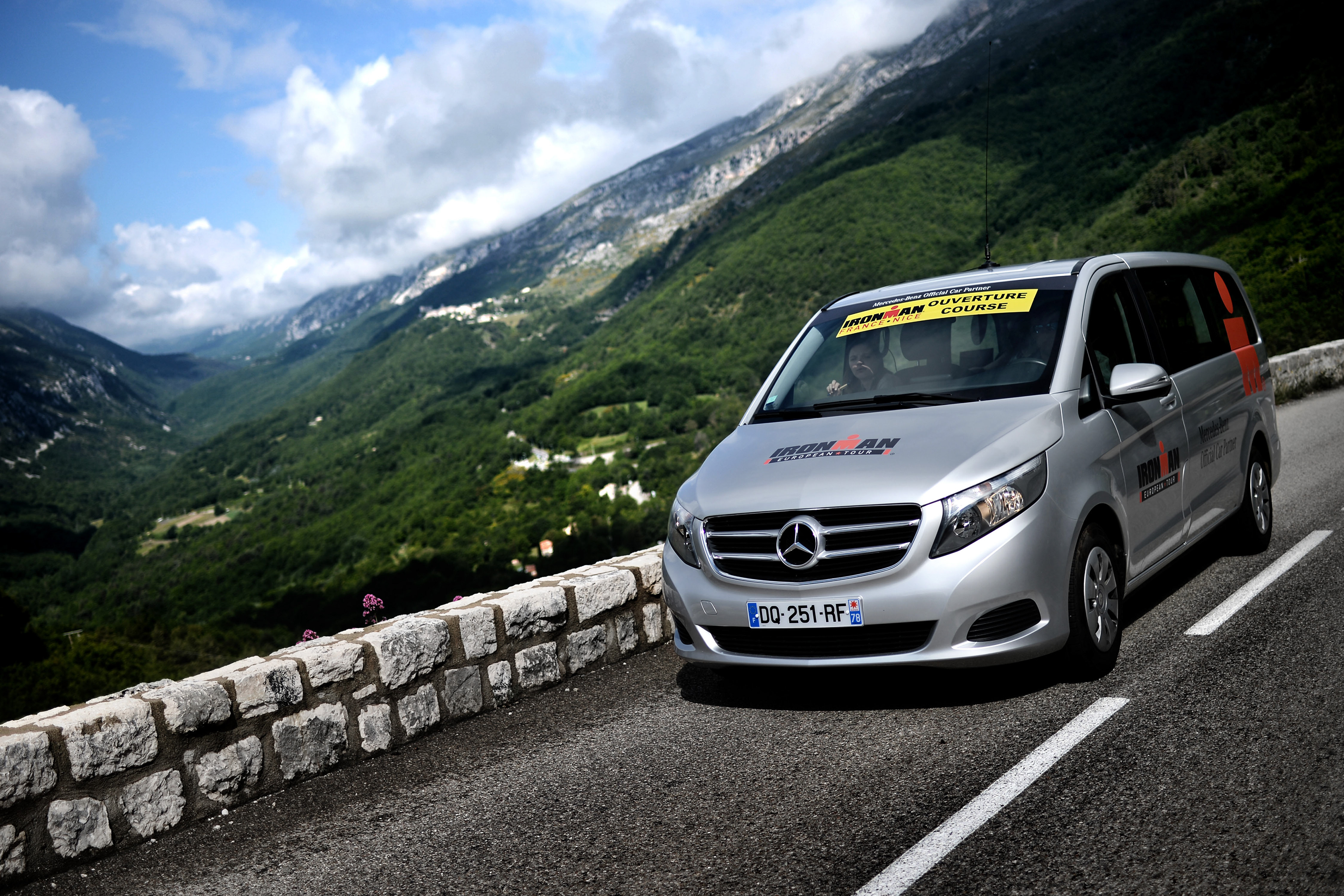 The Mercedes-Benz V-Class on display during the 2016 Ironman in Nice, France, 05 June 2016. (Photo by Sascha Steinbach For Mercedes-Benz Vans France)