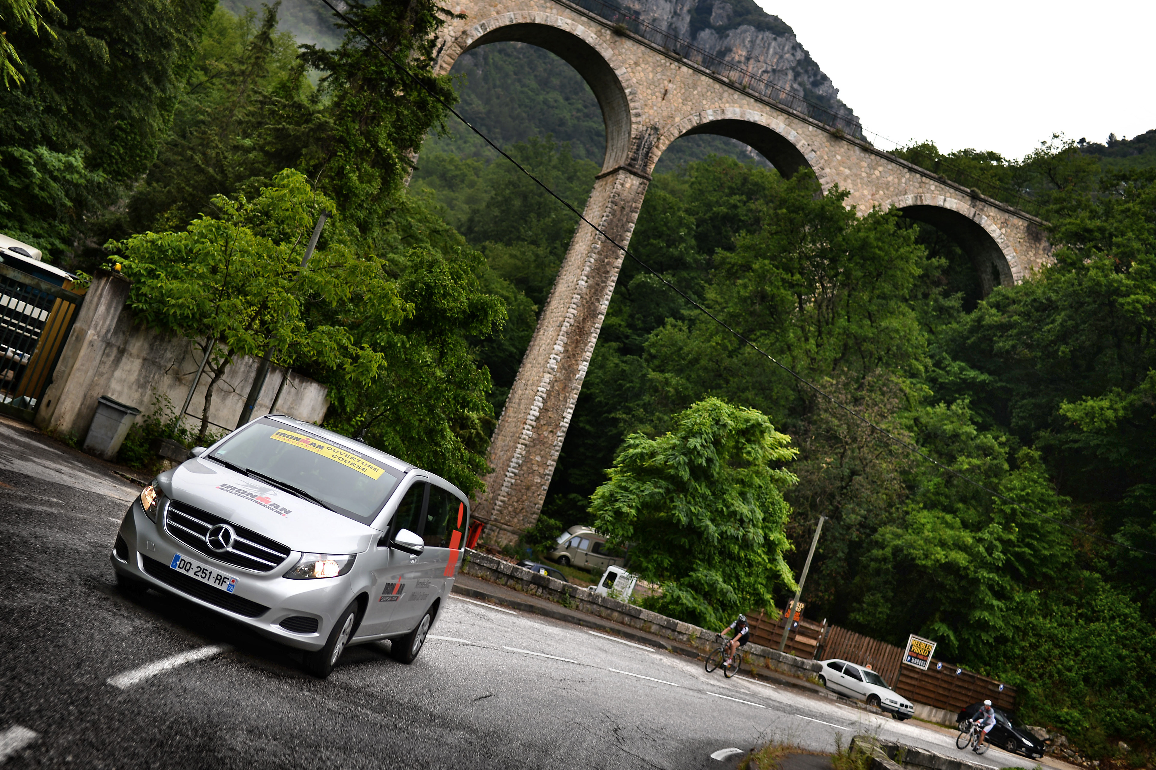 The Mercedes-Benz V-Class on display during the 2016 Ironman in Nice, France, 05 June 2016. (Photo by Sascha Steinbach For Mercedes-Benz Vans France)