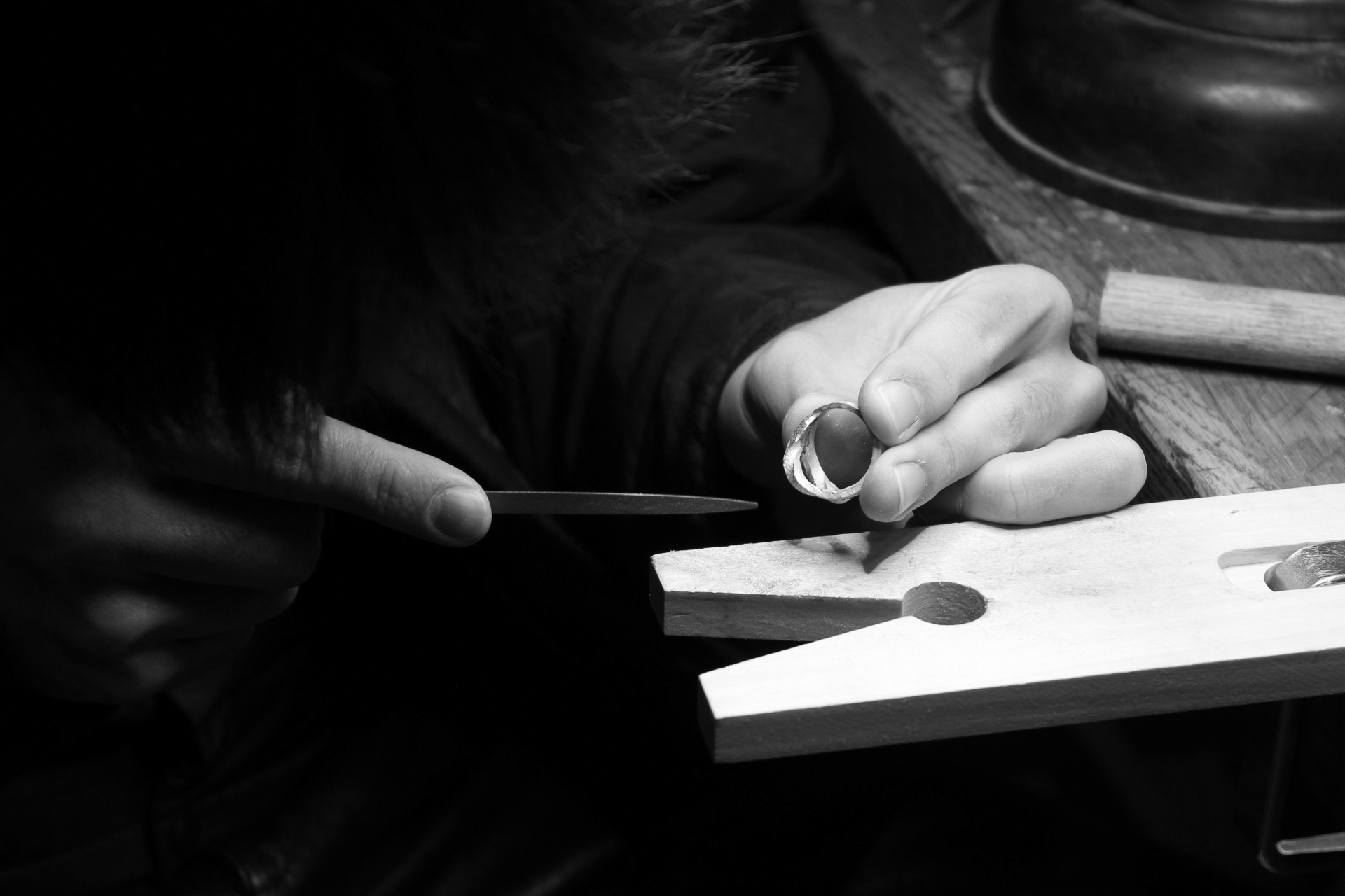 smoothing the seams by grinding.