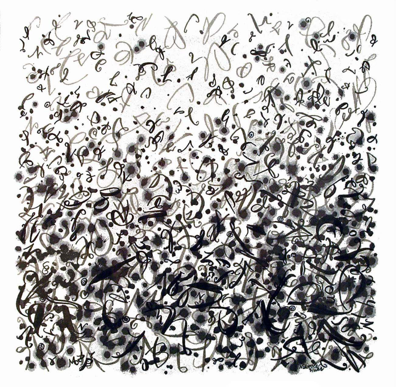 Alphabet III, ink on paper, 18" x 18"