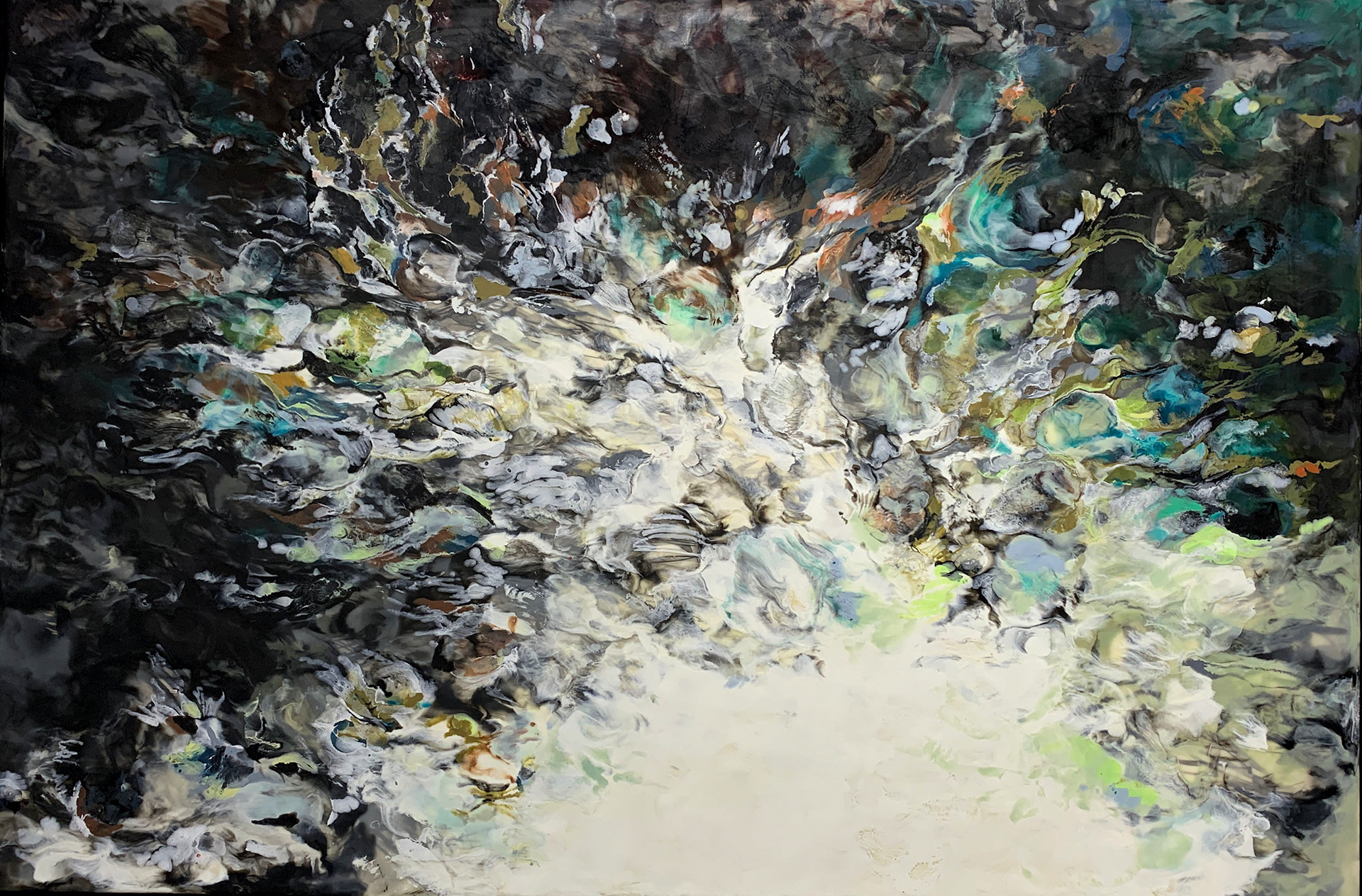 Aniakchak Crater, encaustic on panel, 24" x 36"