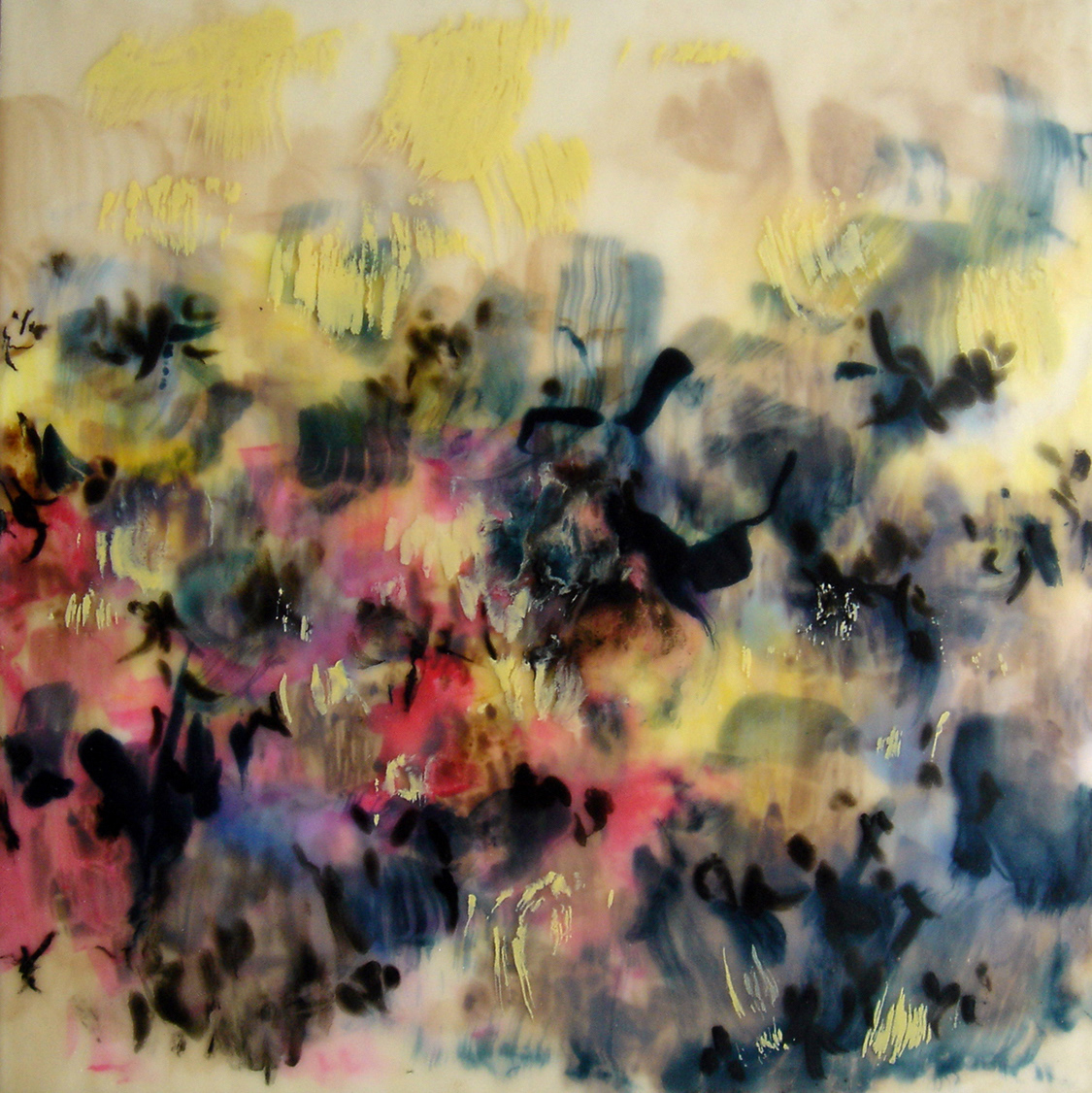 Leaky Land III, encaustic on panel, 16" x 16"