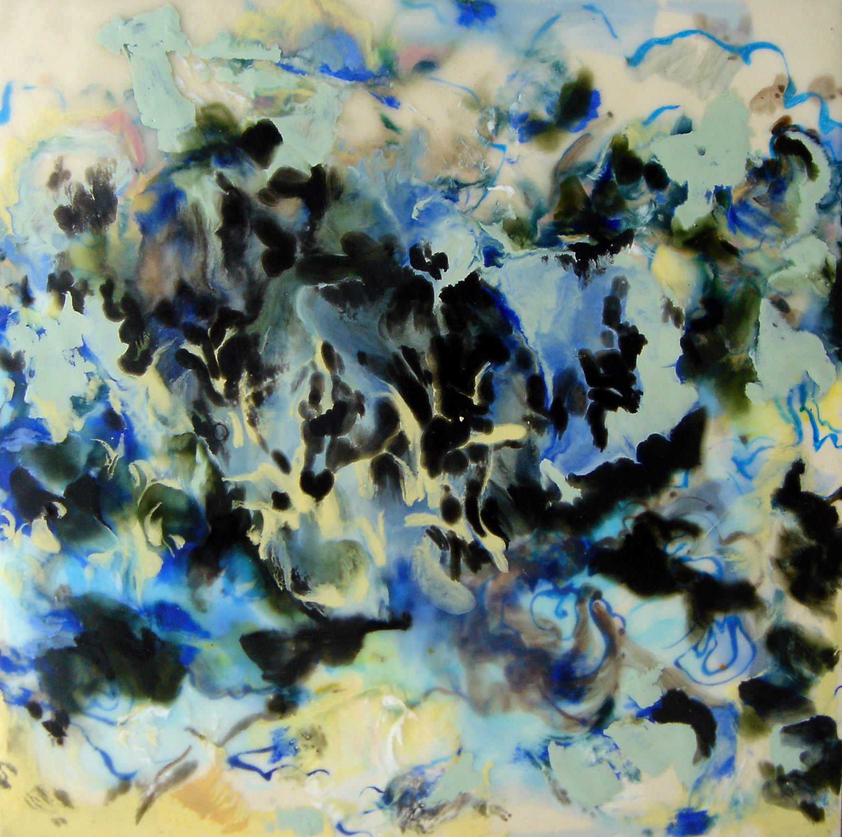 Leaky Land IV, encaustic on panel, 16" x 16"