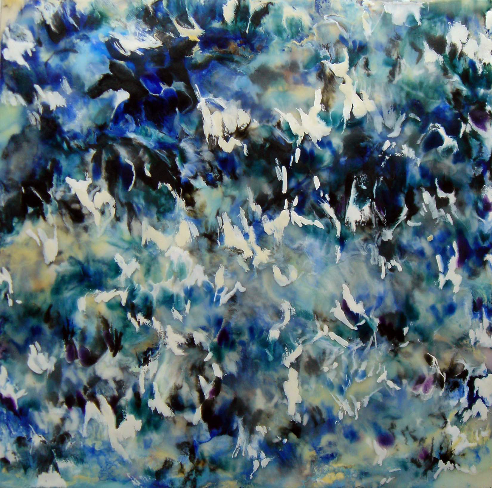 Leaky Land VIII, encaustic on panel, 16" x 16"