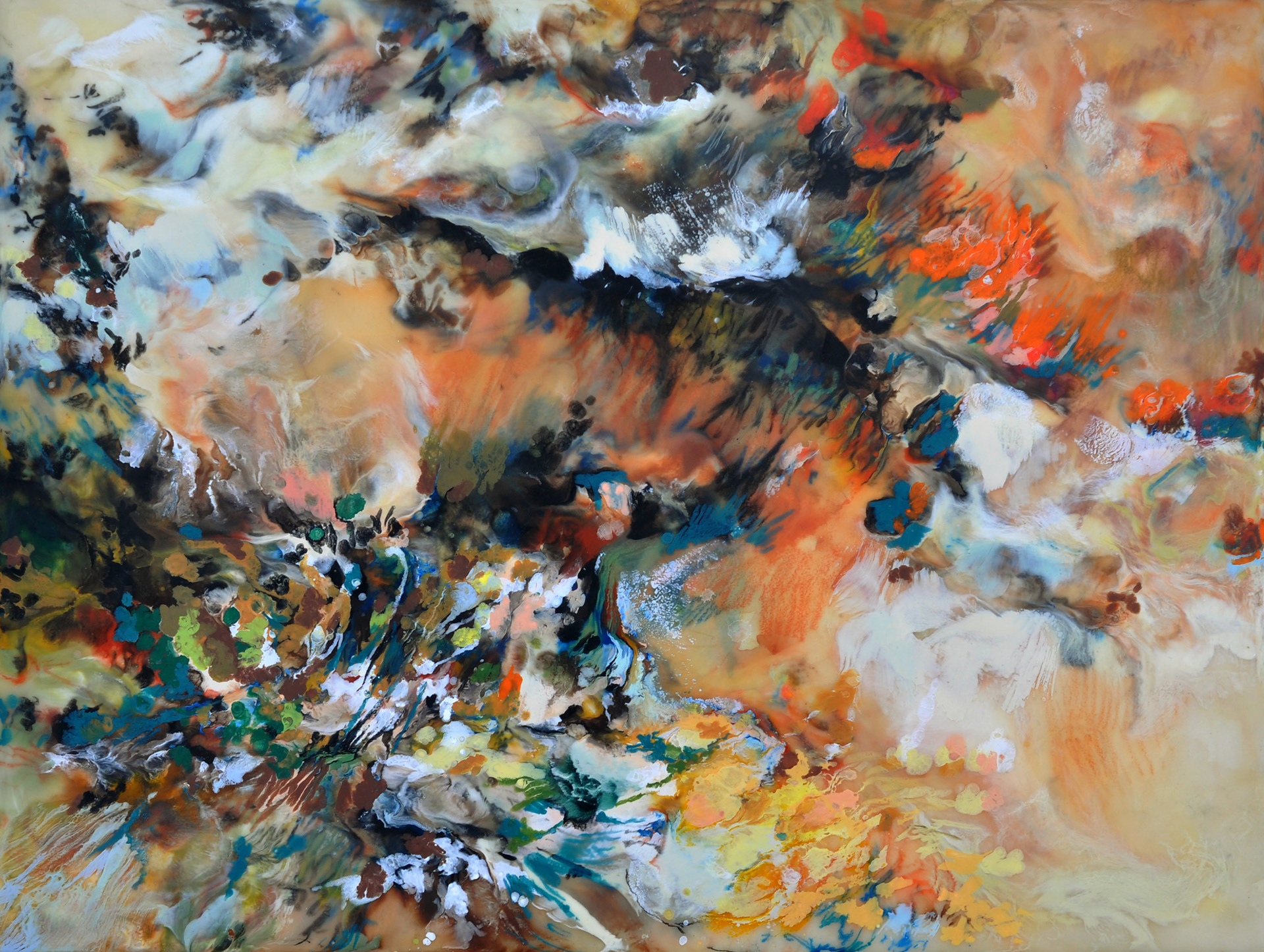 Round Top Butte, encaustic on panel, 14" x 18"