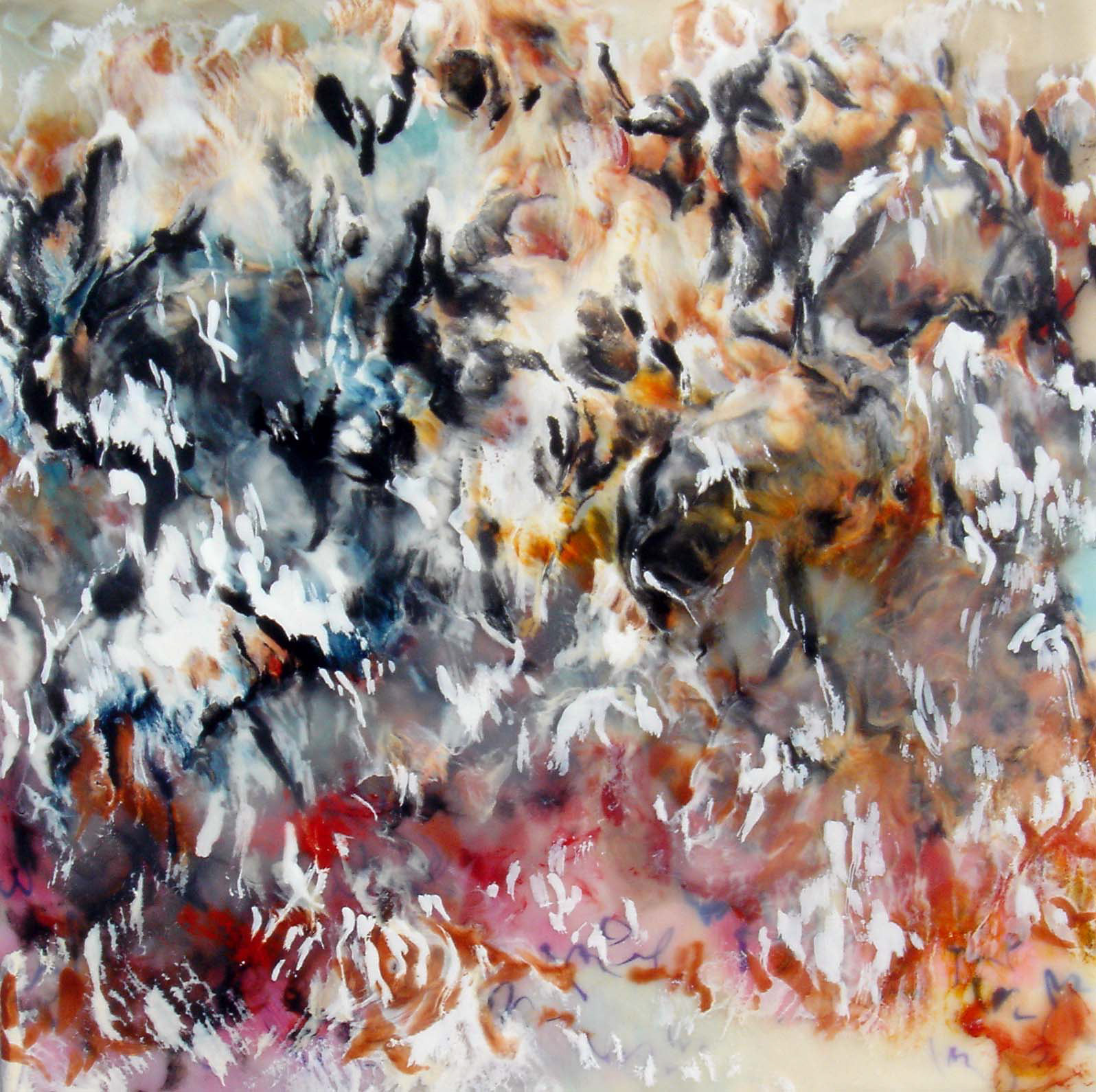 Leaky Land VII, encaustic on panel, 16" x 16"