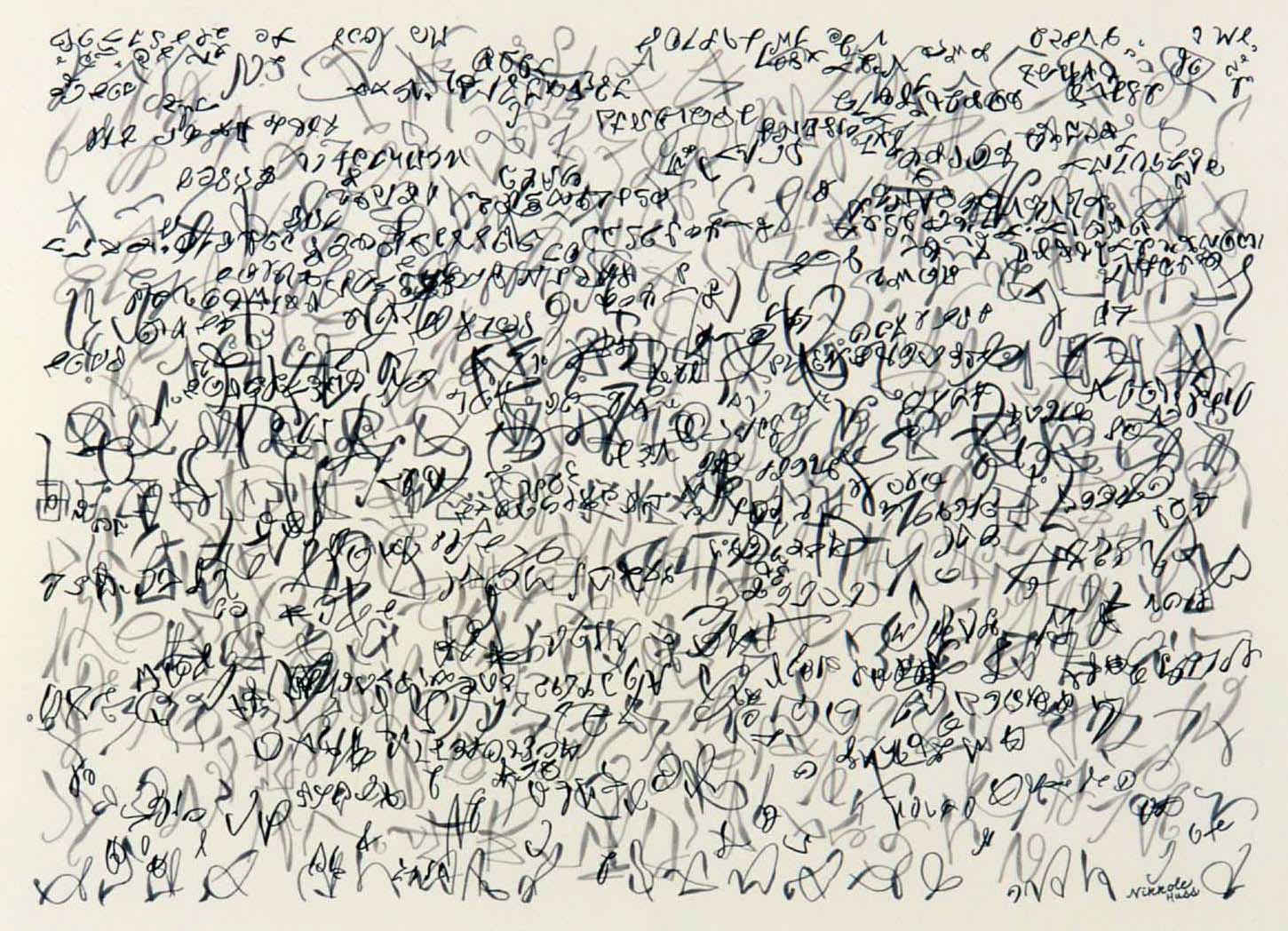 Alphabet II, ink on paper, 24" x 30"