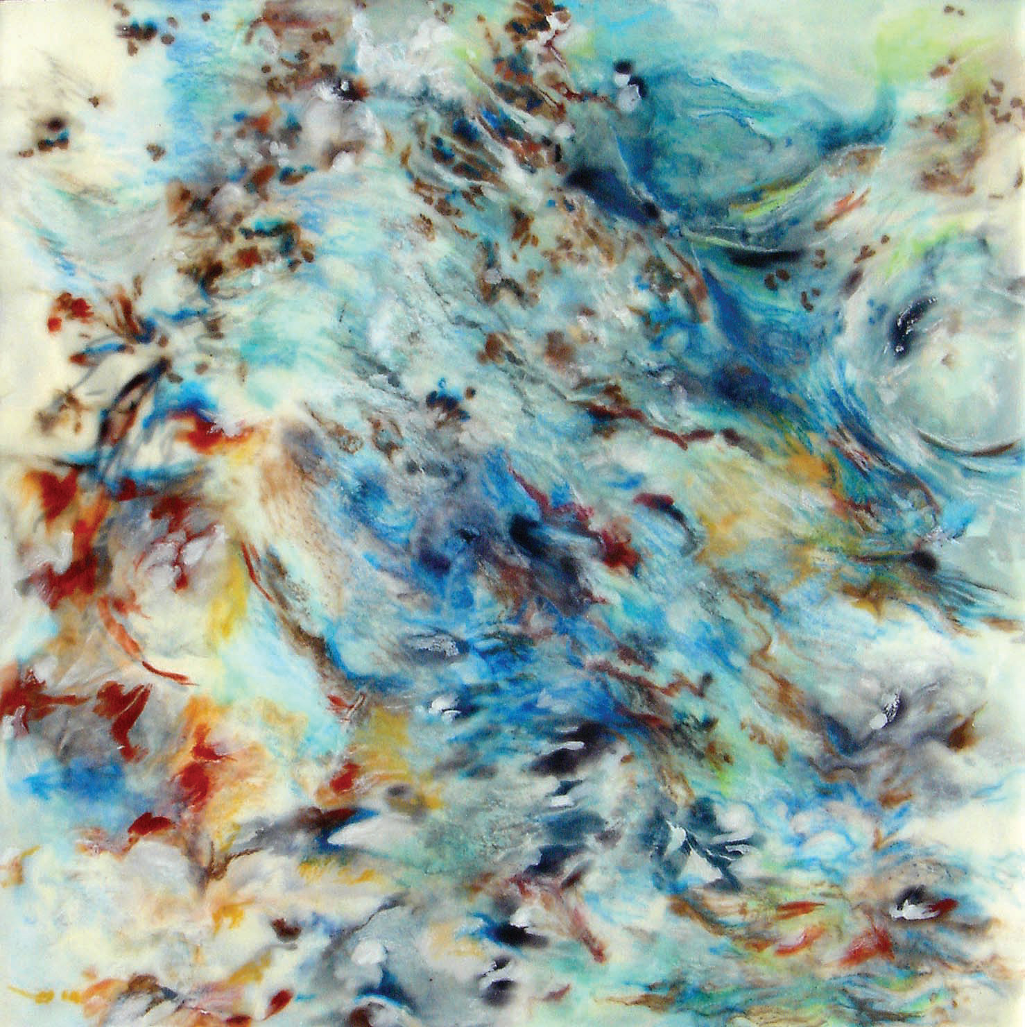 Satellite I, encaustic on panel, 16" x 16"