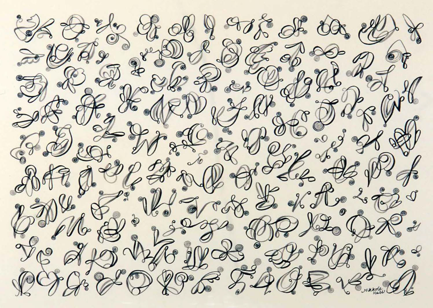 Alphabet I, ink on paper, 24" x 30"