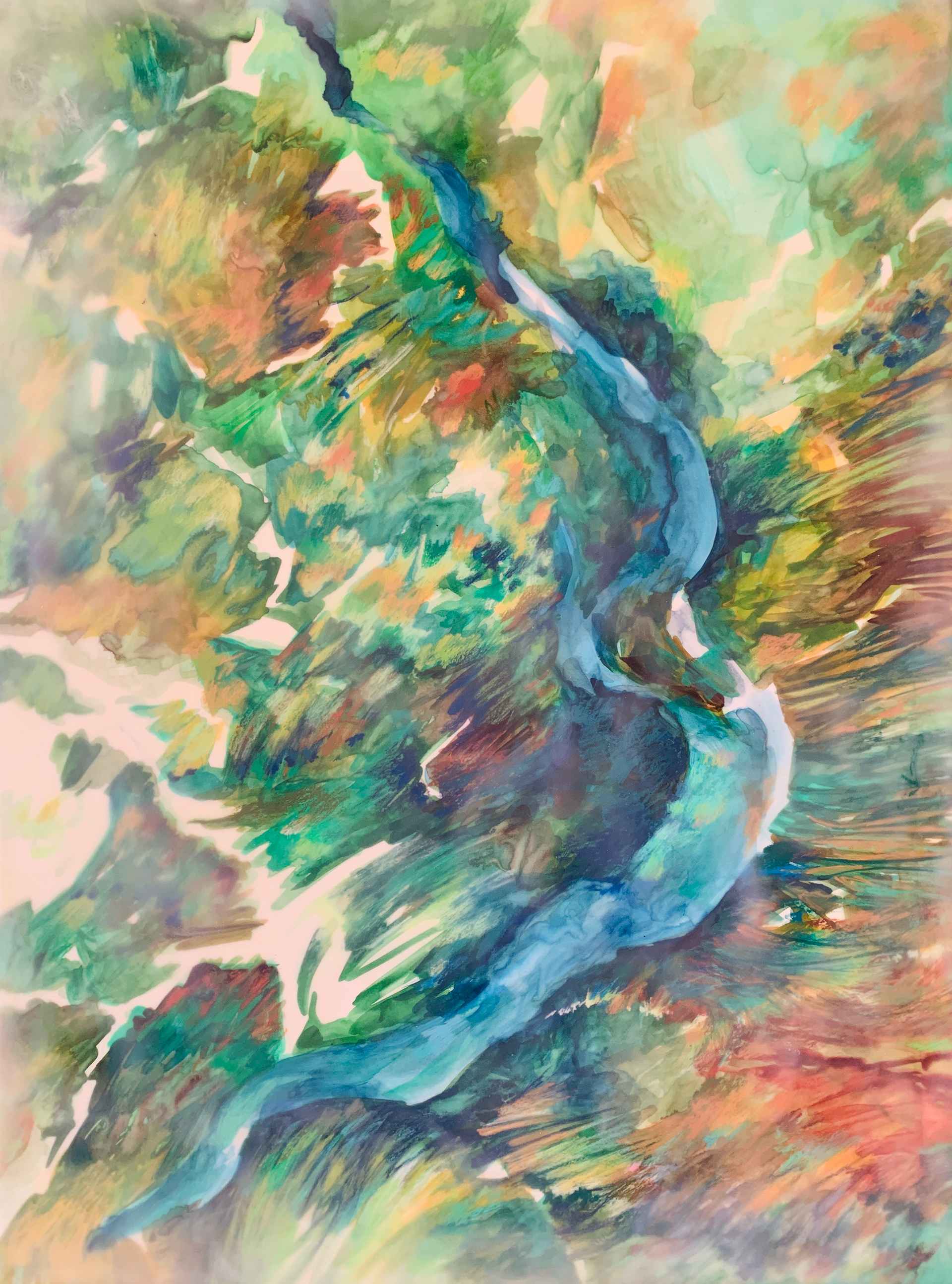 Mississippi Palisades, encaustic on panel, 24" x 18"