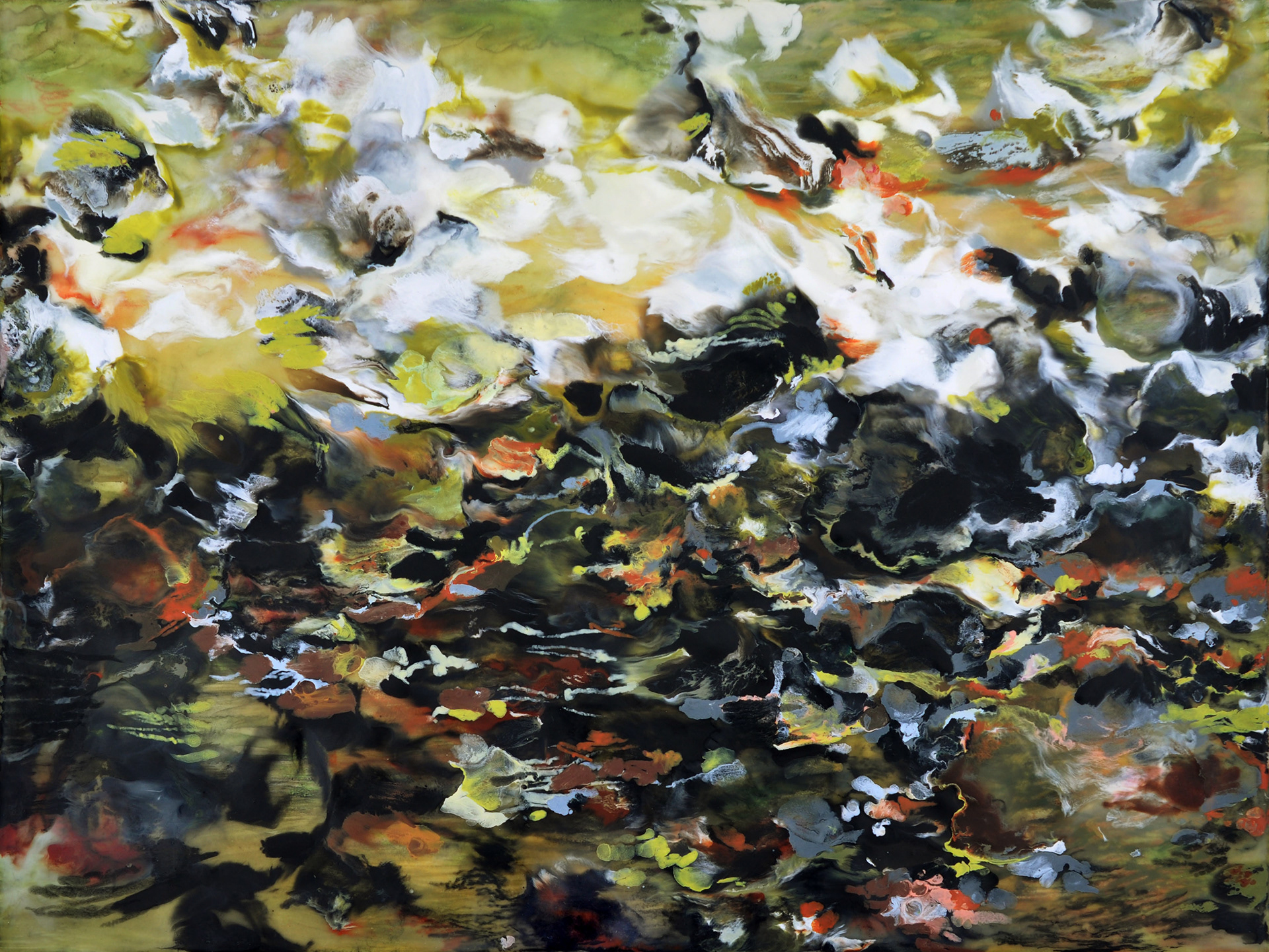 Barfoot Park, encaustic on panel, 14" x 18"