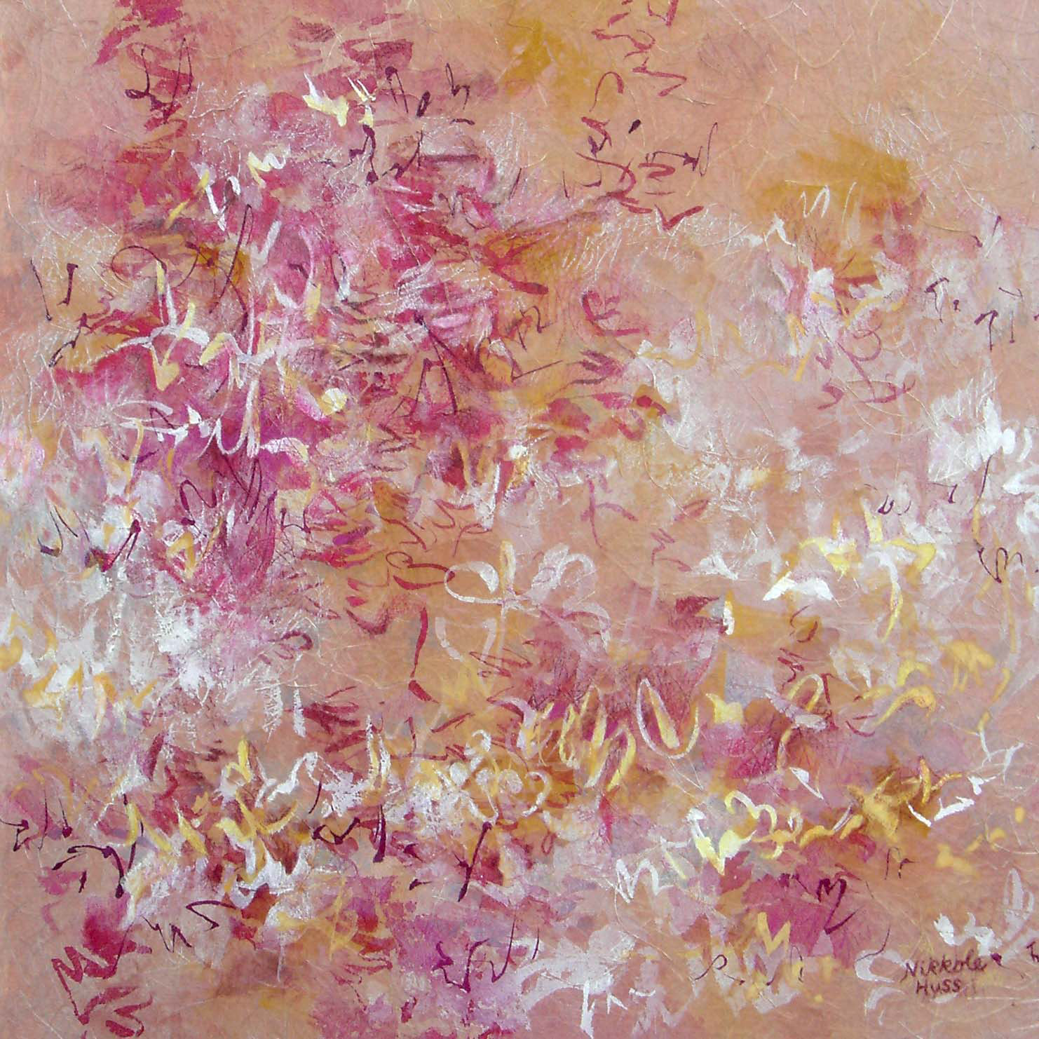 Alphabet XVI, ink and colored pencil on panel, 12" x 12"