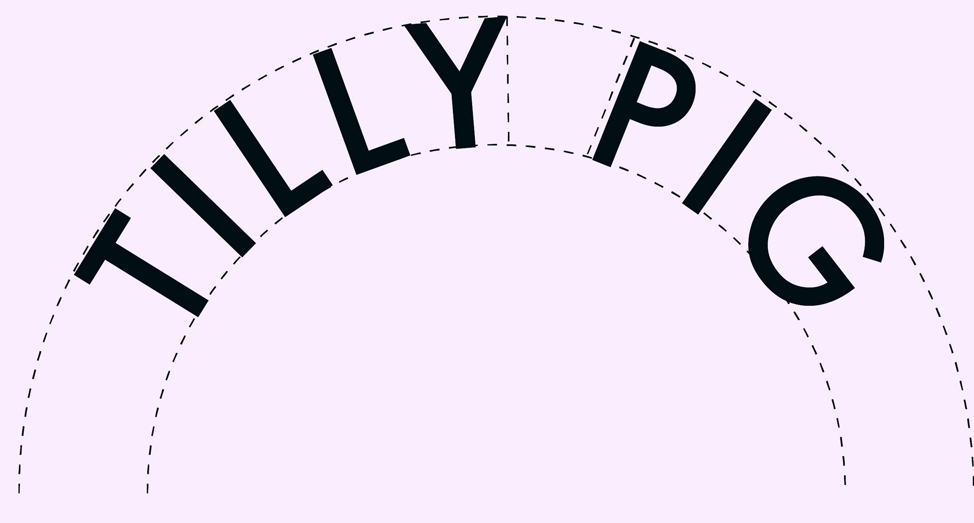 Tilly Pig curved grid design within a rainbow, used to surround the mark