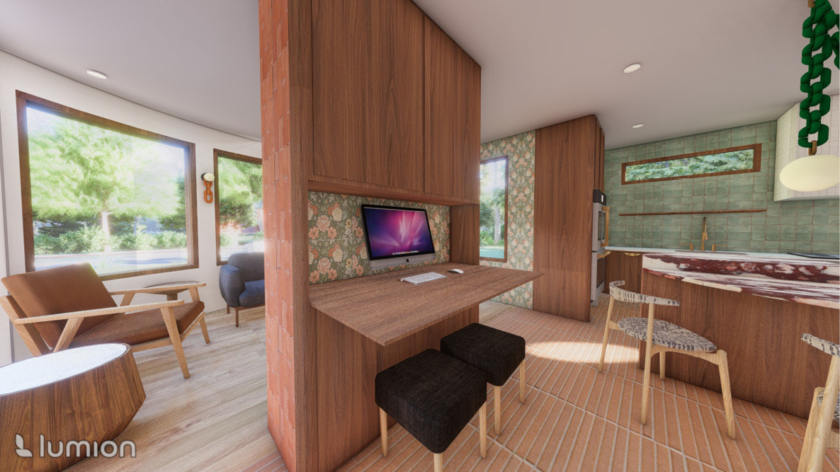 VIEW OF CUSTOM MILL-WORK MEDIA HUB