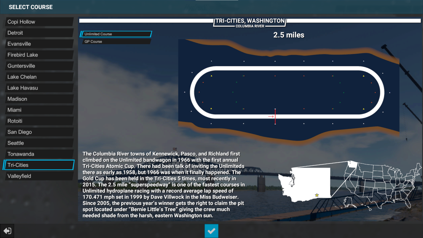 In-game course selection interface