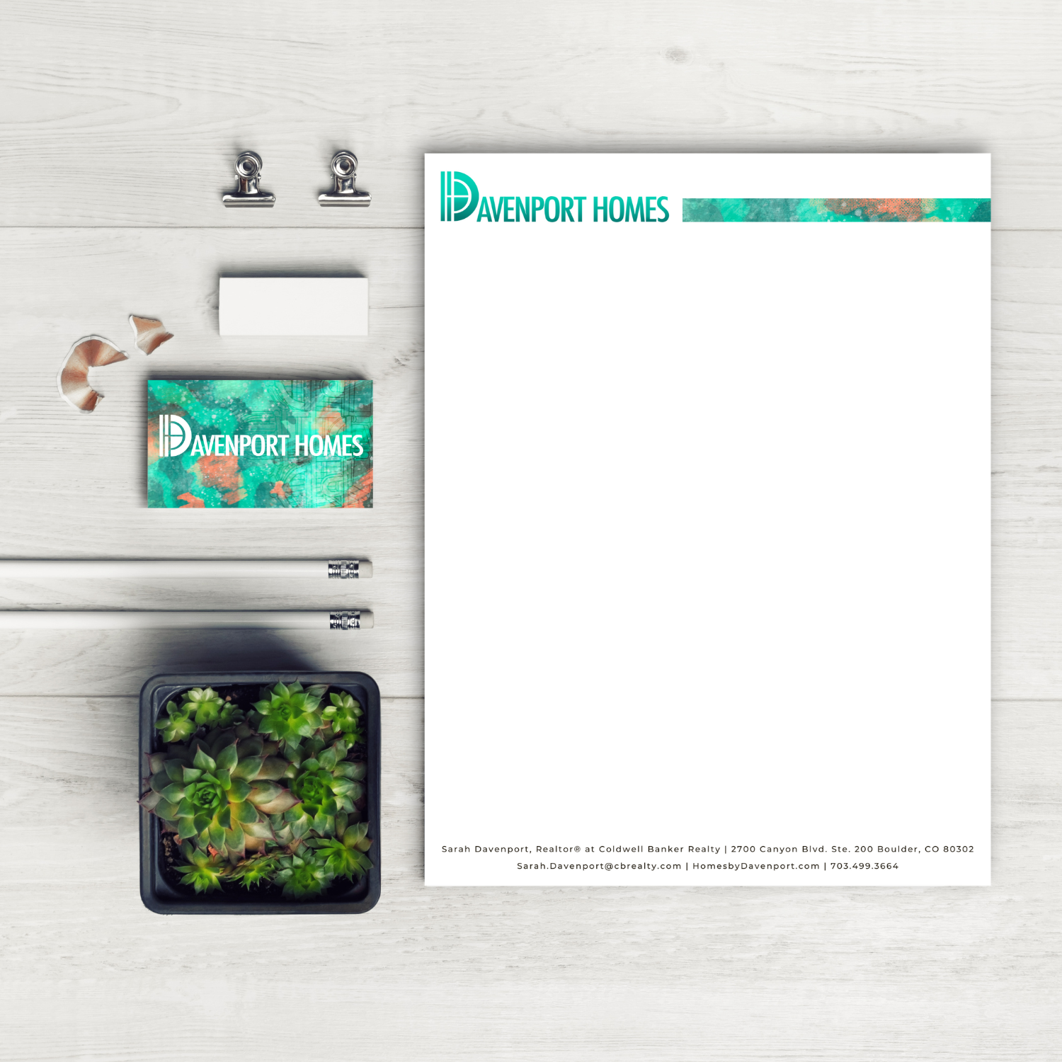 Letterhead created for Sarah Davenport using existing branding. Painting made by Ingrid Husby.