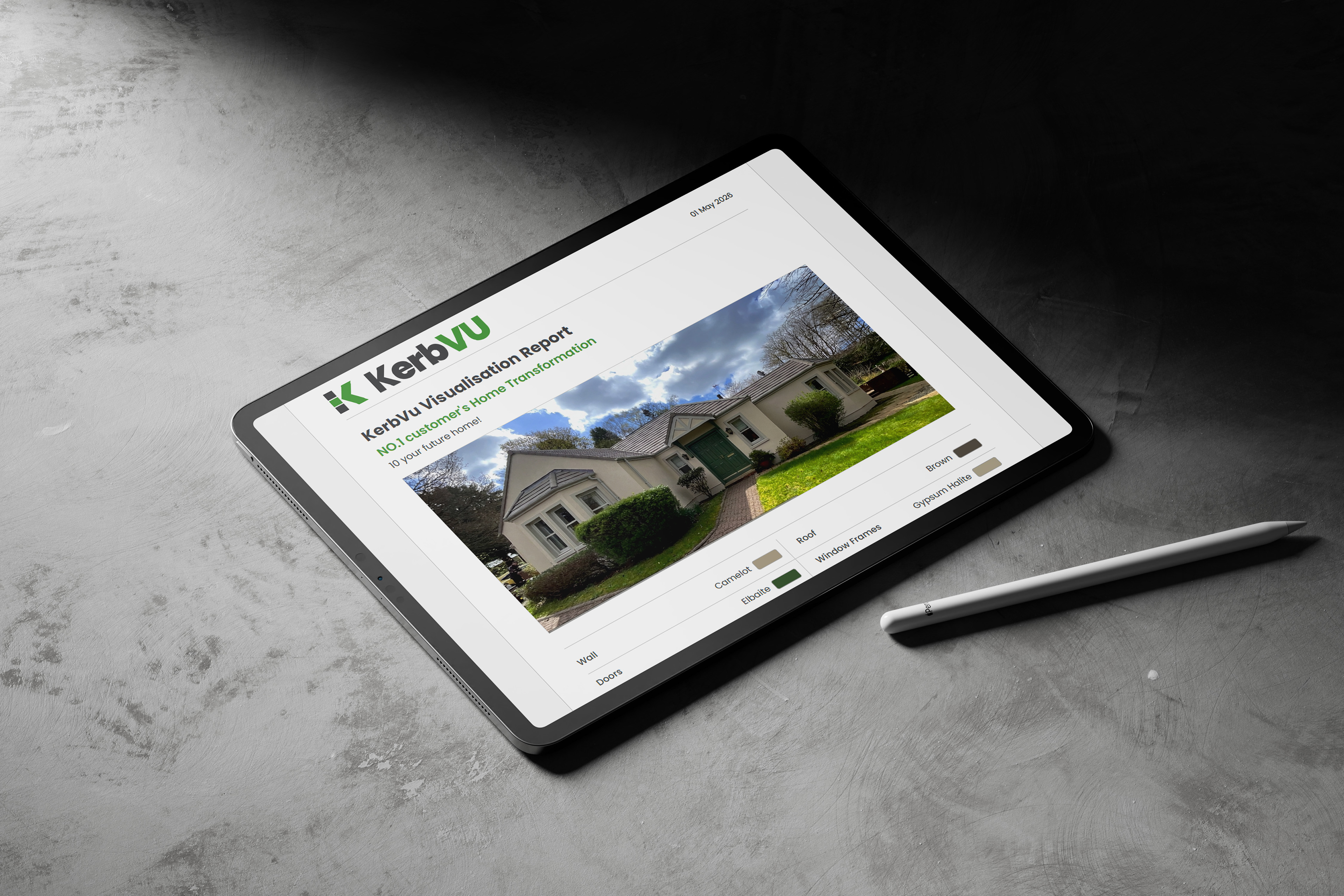 Design visualisation of the PDF report generated by KerbVu