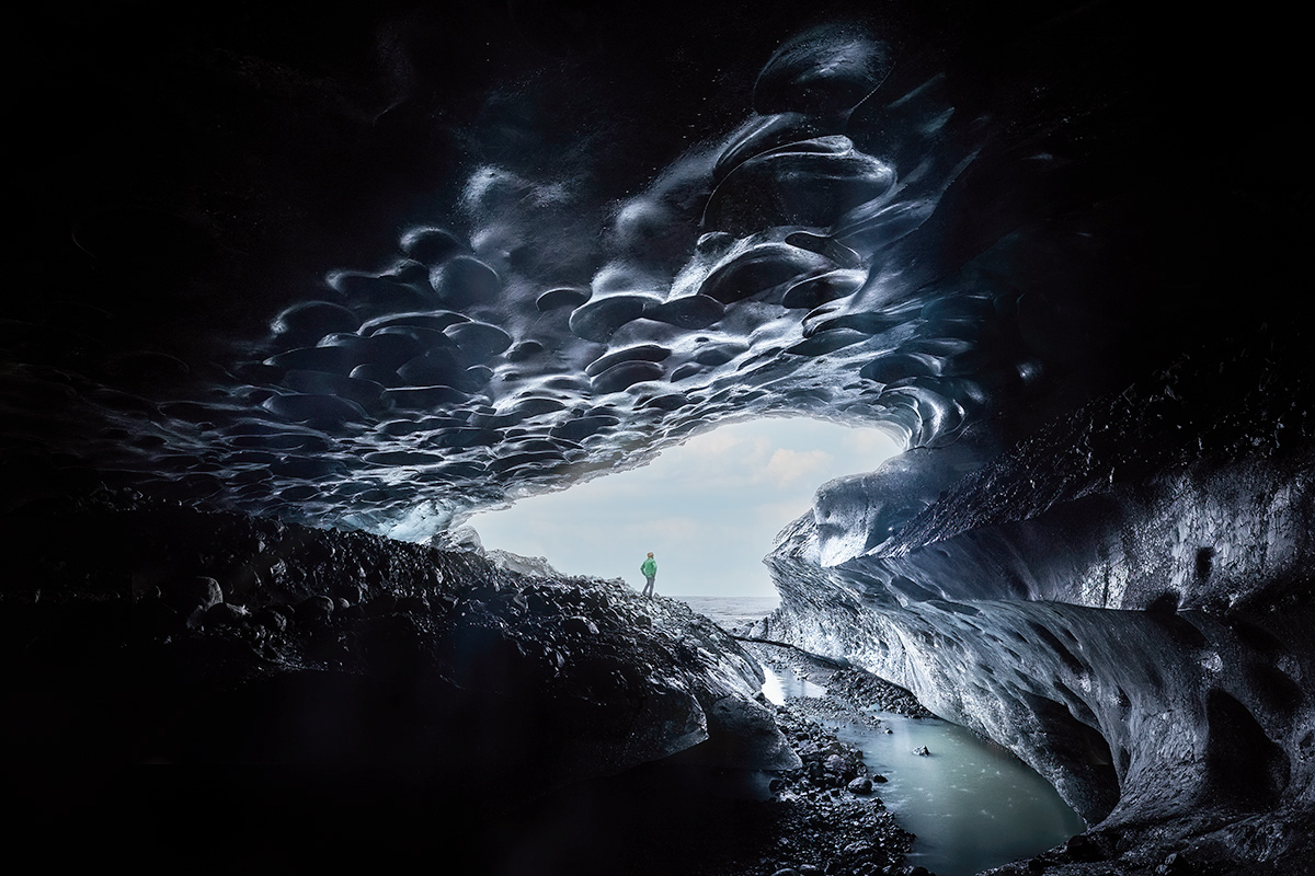 Black entrance at ice cave