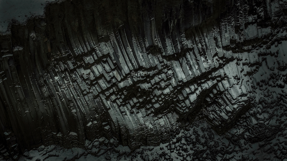 Columnar basalt at Suðlagil canyon