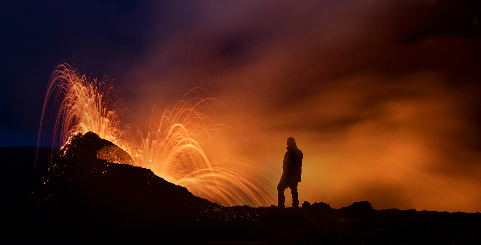 Admiring the orange lava flow on 12th of April