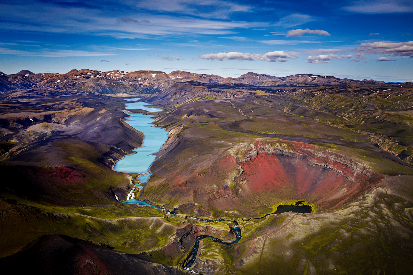 Crater Rauðibotn and lagoon Hólmsárlón