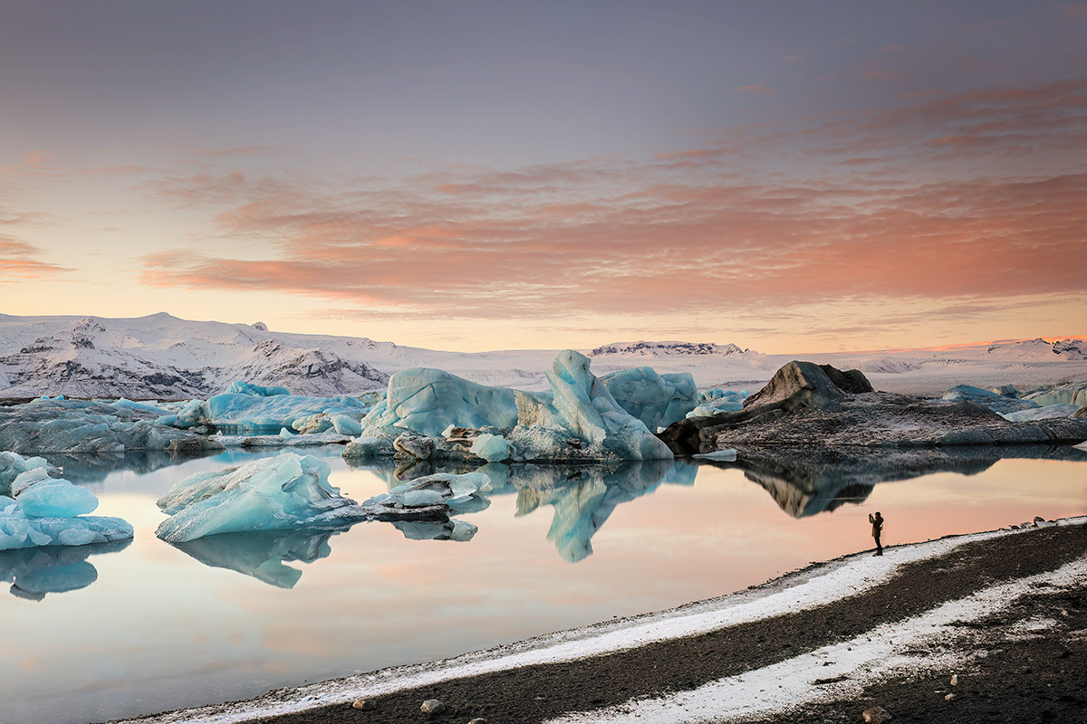 Calm evening at glacier lagoon