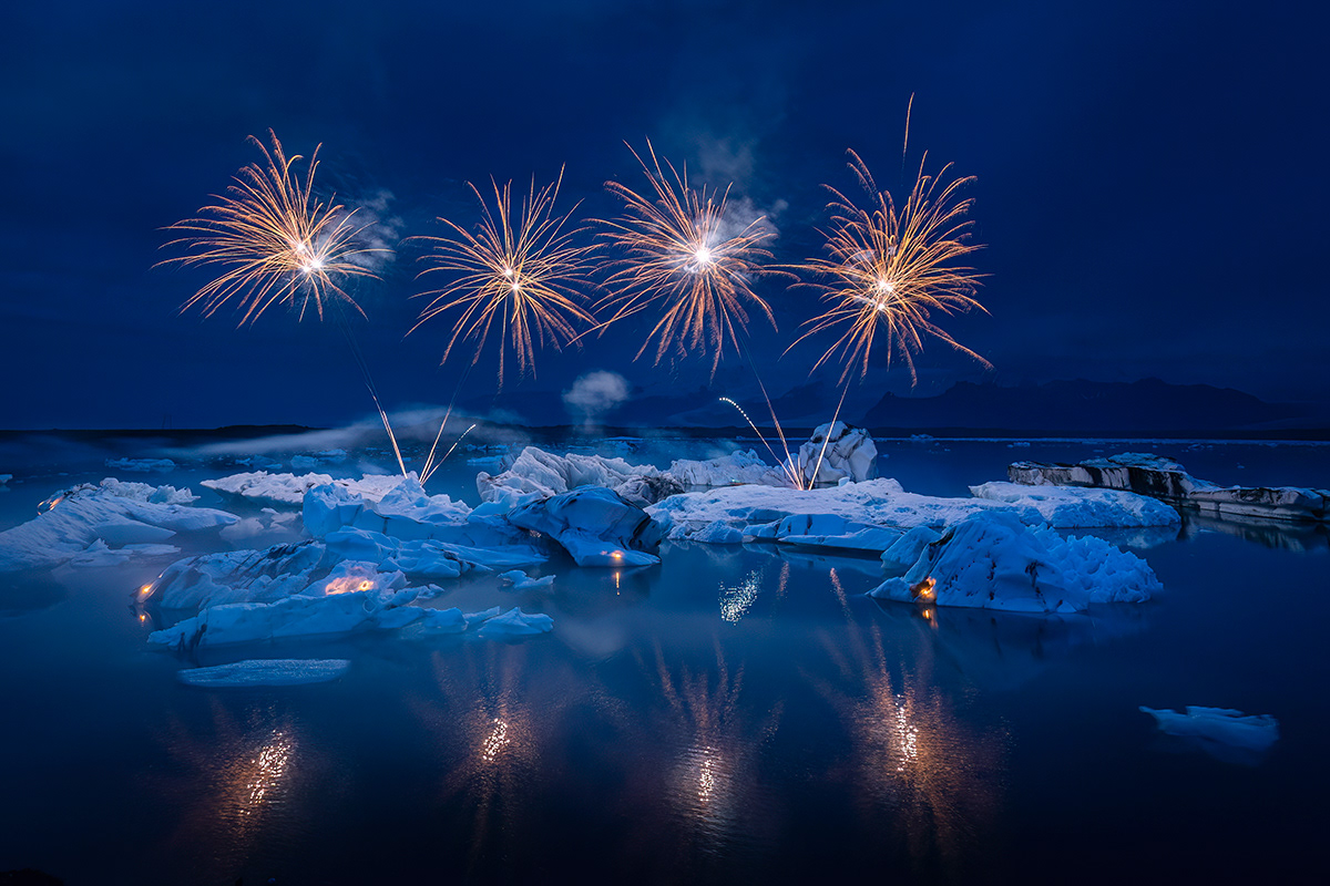 Fireworks at the glacier lagoon