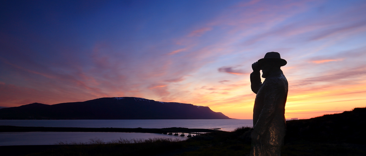 The statue of the ferryman Jón Ósmann close to Sauðárkrókur