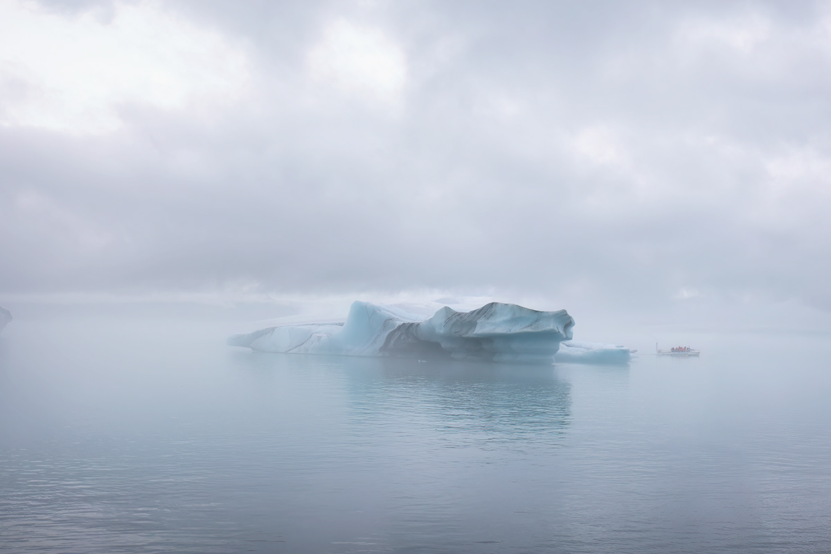 Misty day at glacier lagoon
