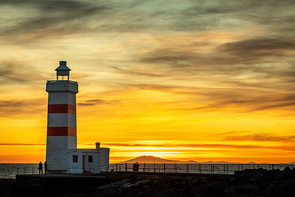 Gardur lighthouse during sunset