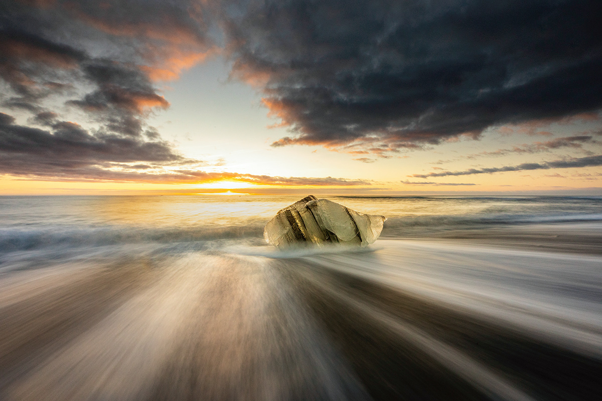 Ice cube in the waves