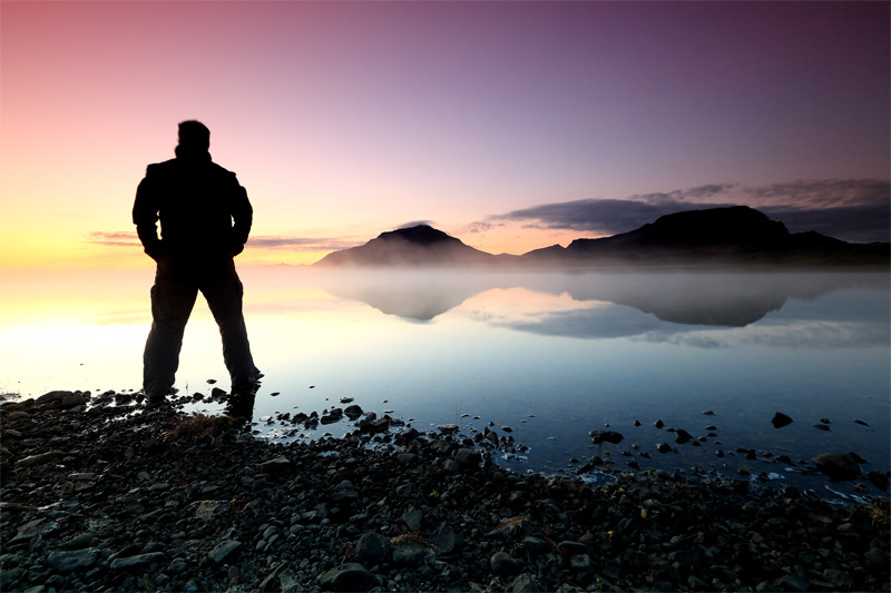 Selfie in Borgarfjörður at sunrise